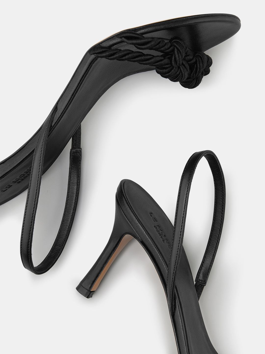 80mm Slingback Rope Heel Sandal / Black Leather-Viscose #3