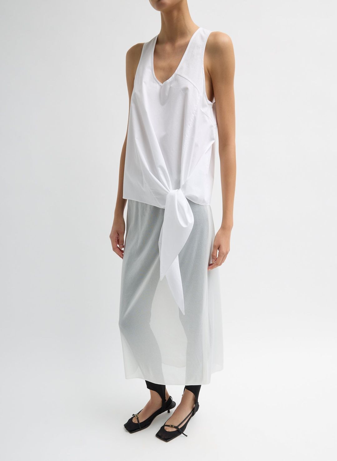 Eco Poplin Tie Front Top #2