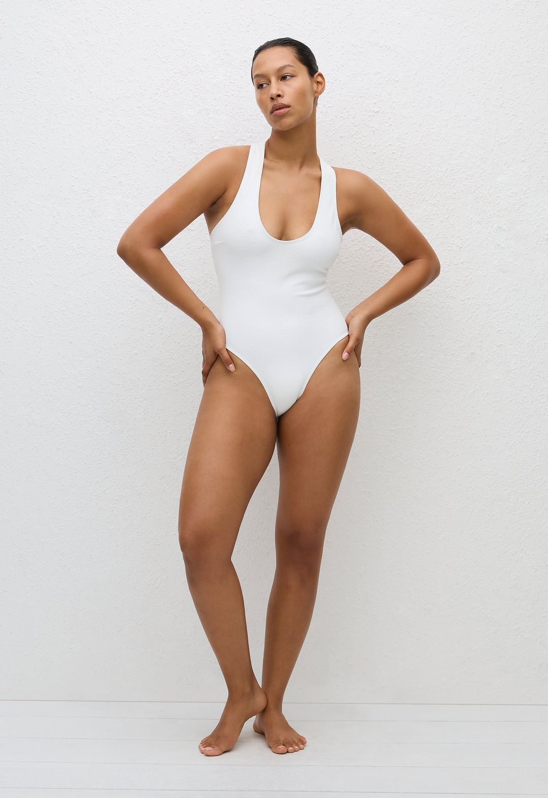 Racer Back Maillot - Chalk Crinkle