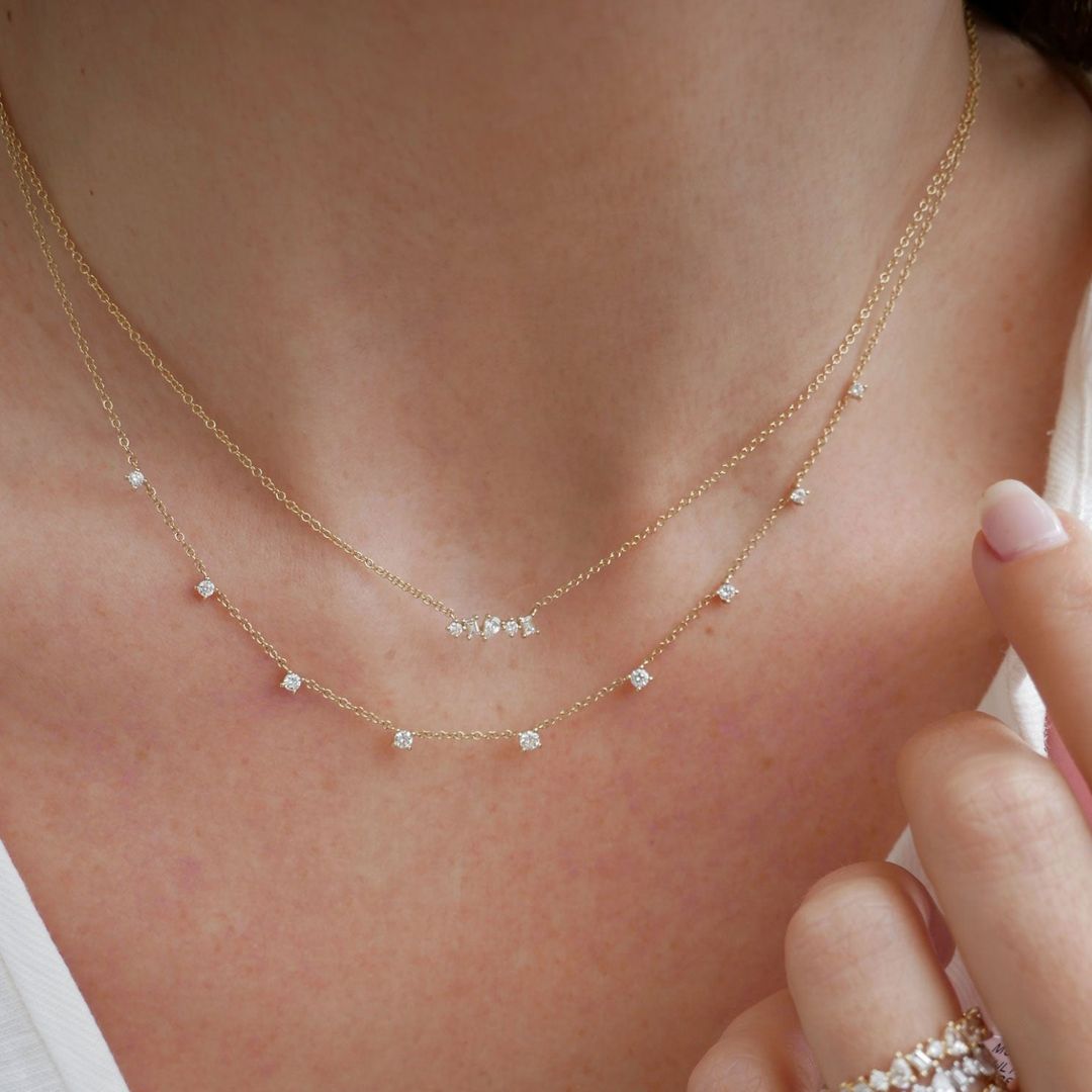 Diamond Multifaceted Mini Bar Necklace