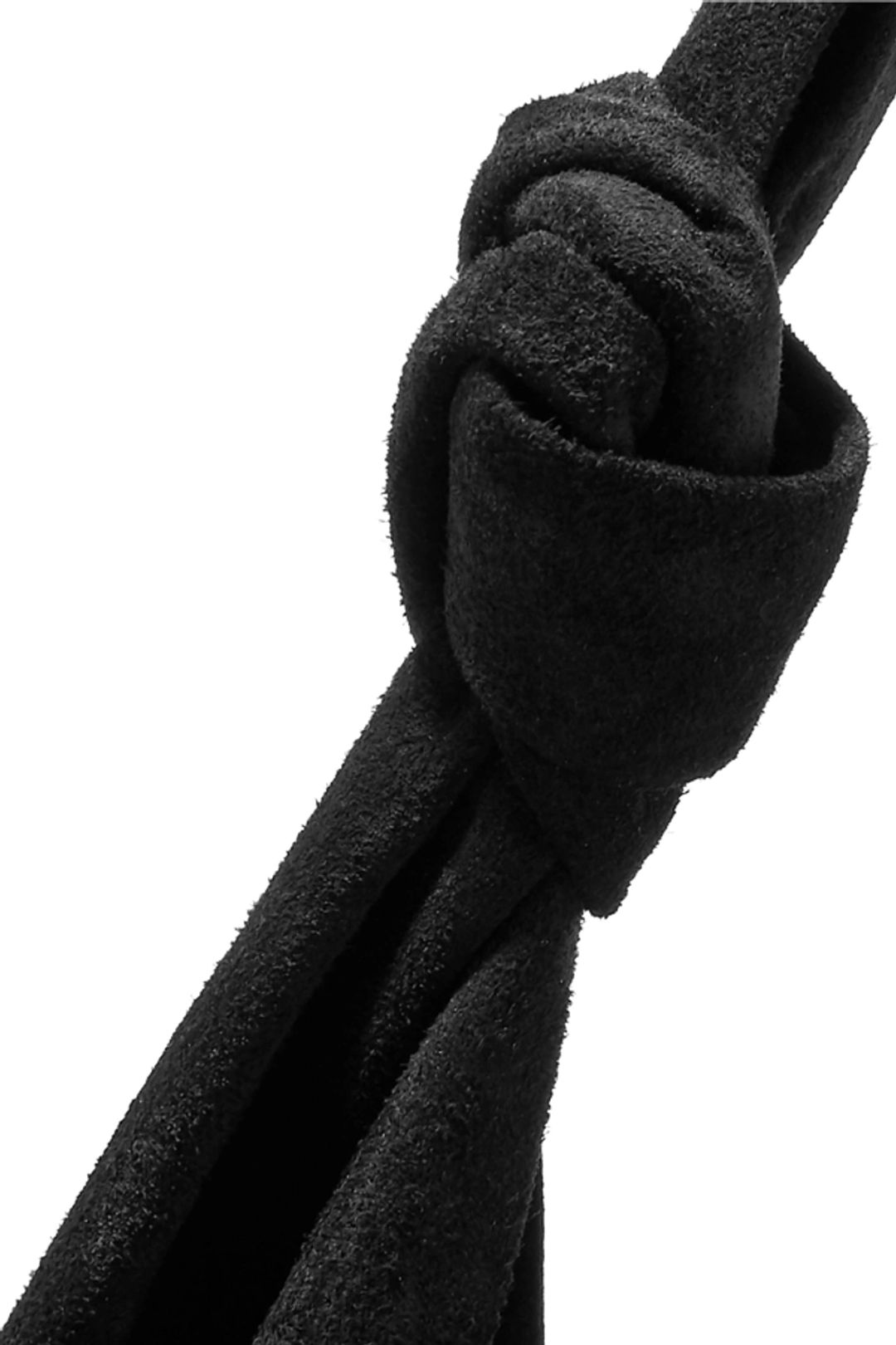 Bindle Double Knot Suede Shoulder Bag In Black #4