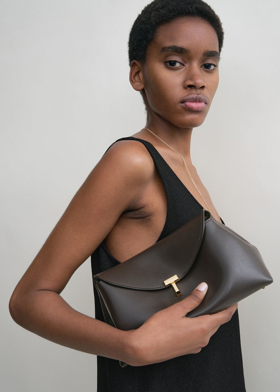 T-Lock leather clutch bark #3