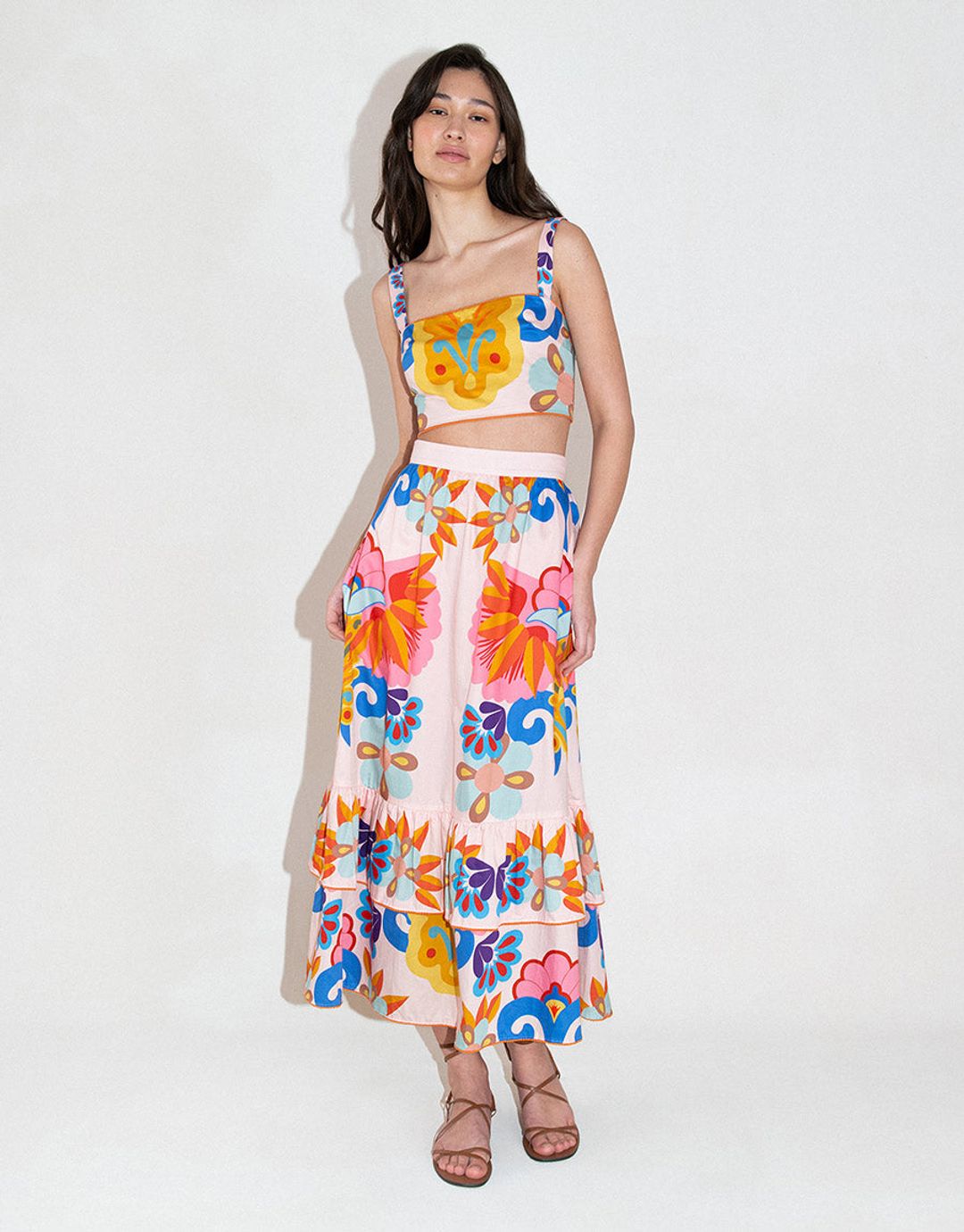 Paulina Cotton Midi Skirt - Soleil #4