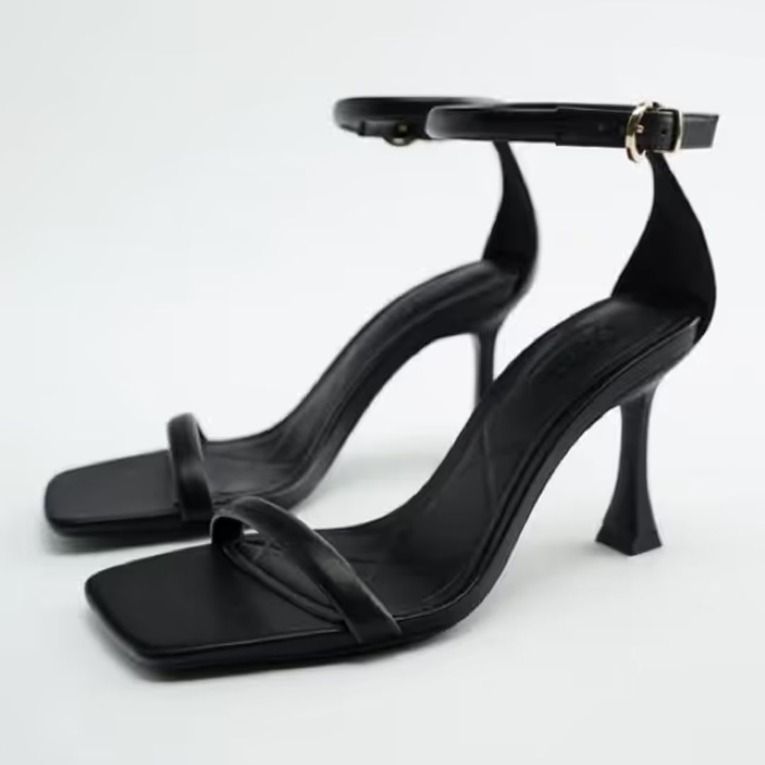 Square toe black heeled sandals #2