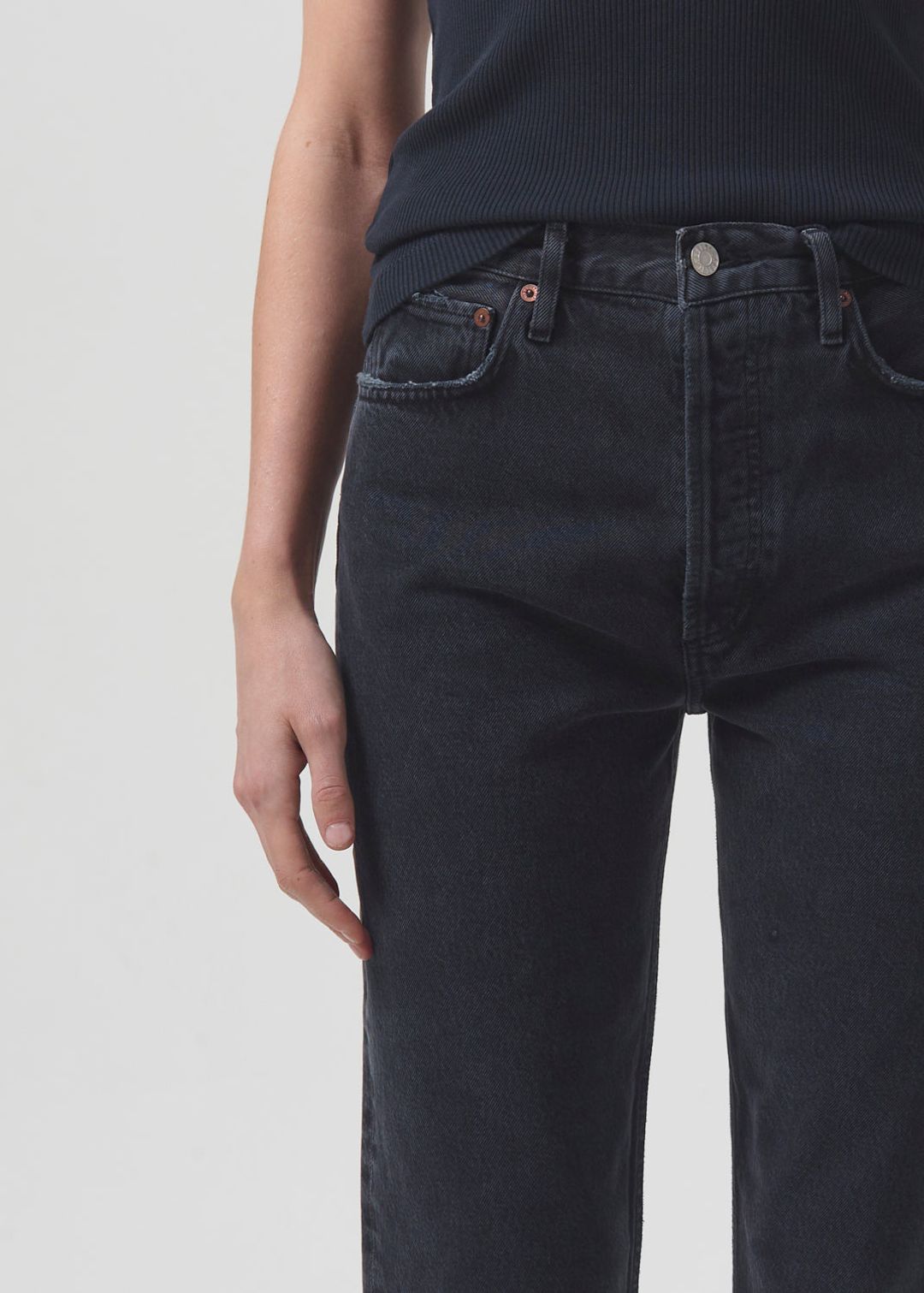 90's Pinch Waist High Rise Straight in Black Tea #5