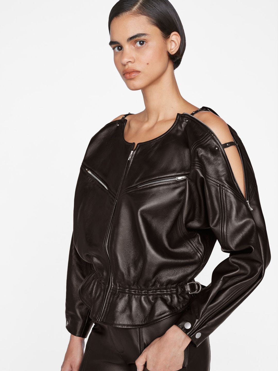 Slouchy Zip Up Jacket -- Espresso #8