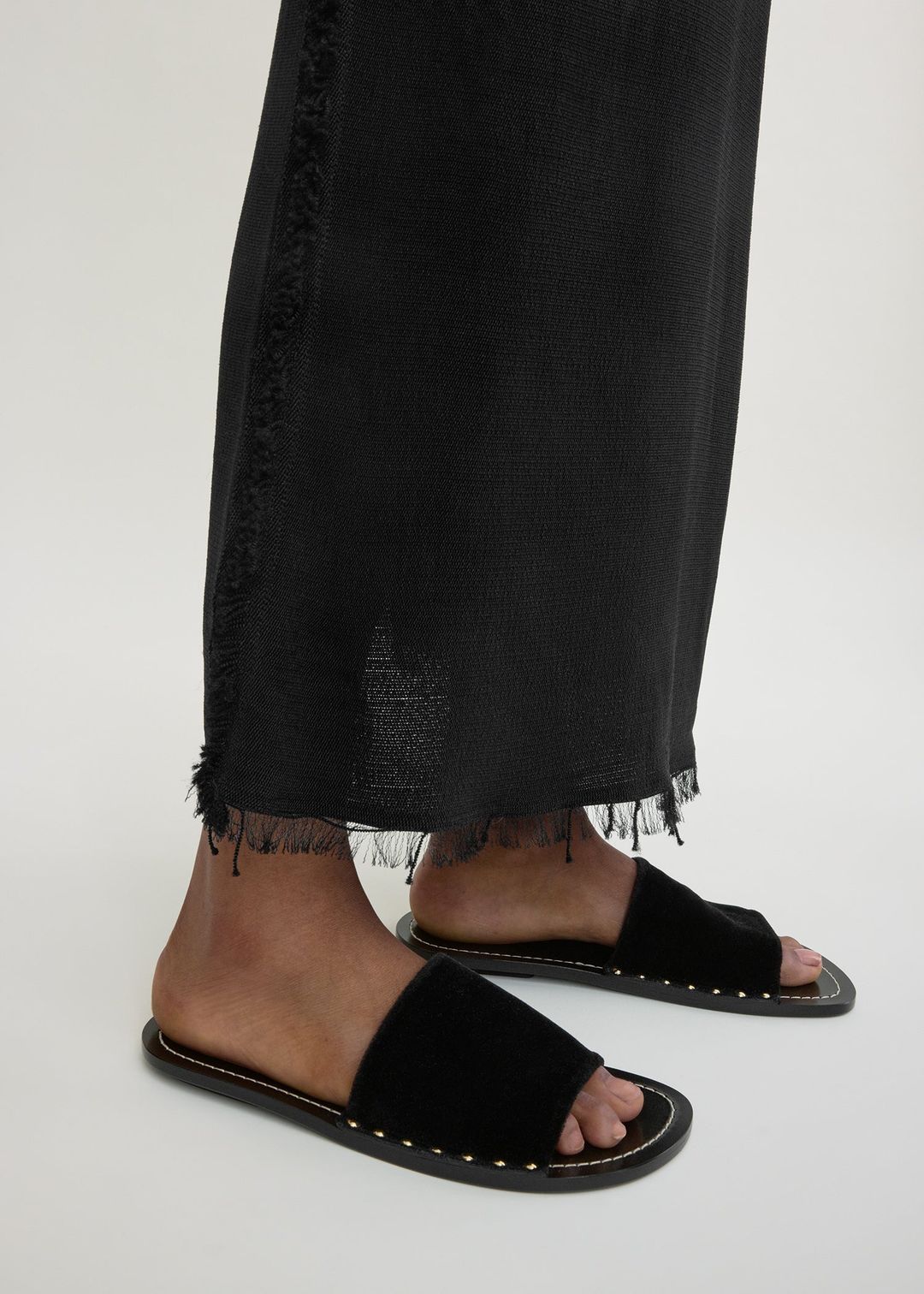 Studded velvet slides black #3