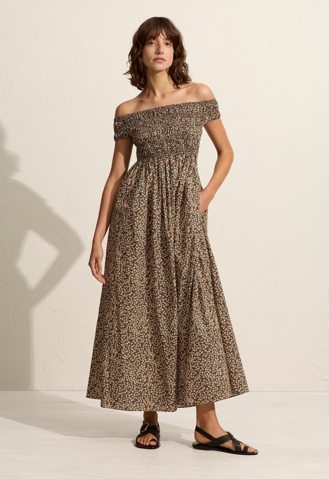 Shirred Off The Shoulder Dress