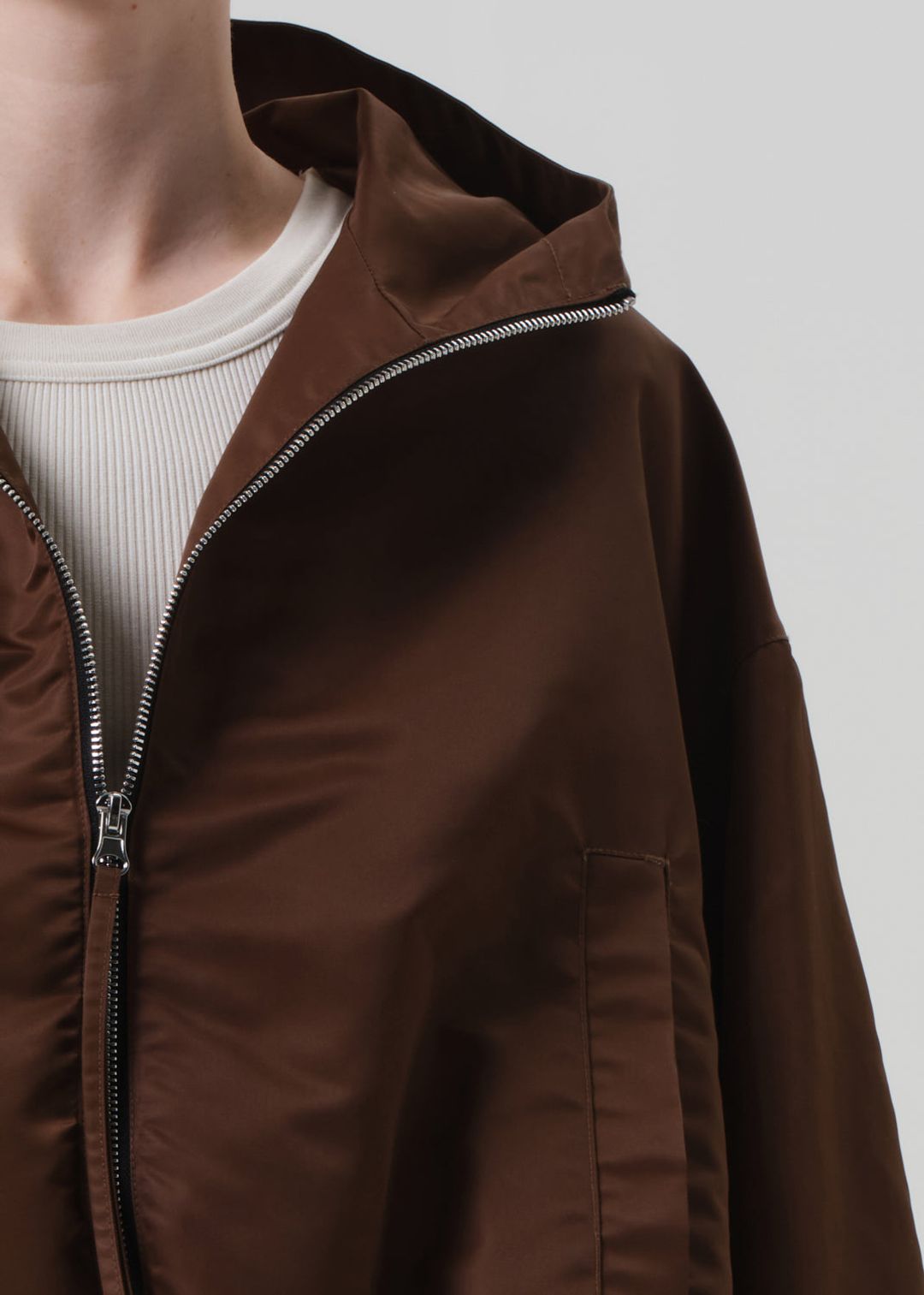Cropped Nylon Windbreaker in Brown #5