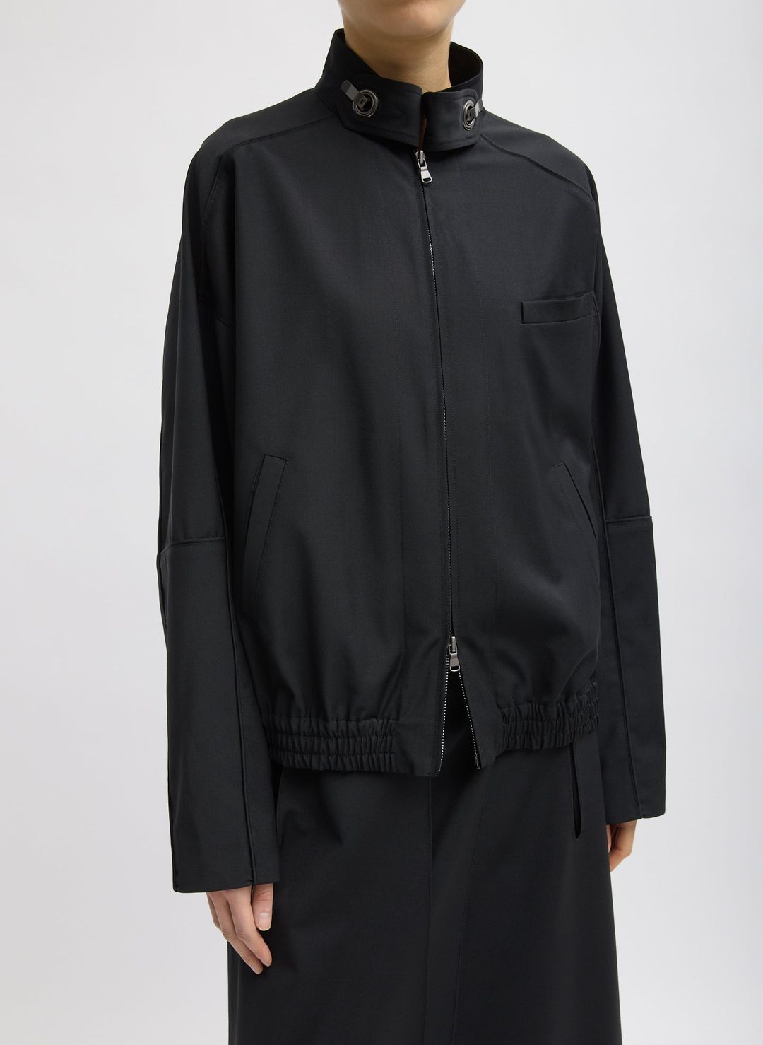 Recycled Tropical Wool Moto Bomber