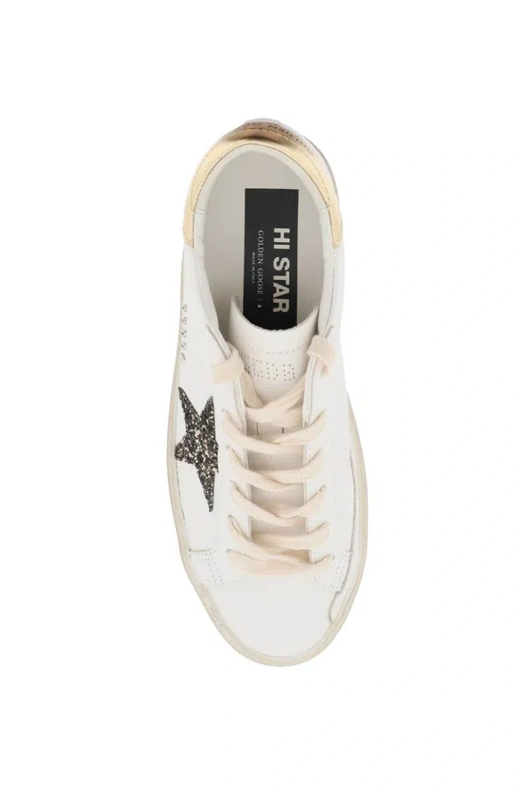 Hi Star Leather Sneaker In White/Gold/Silver #3