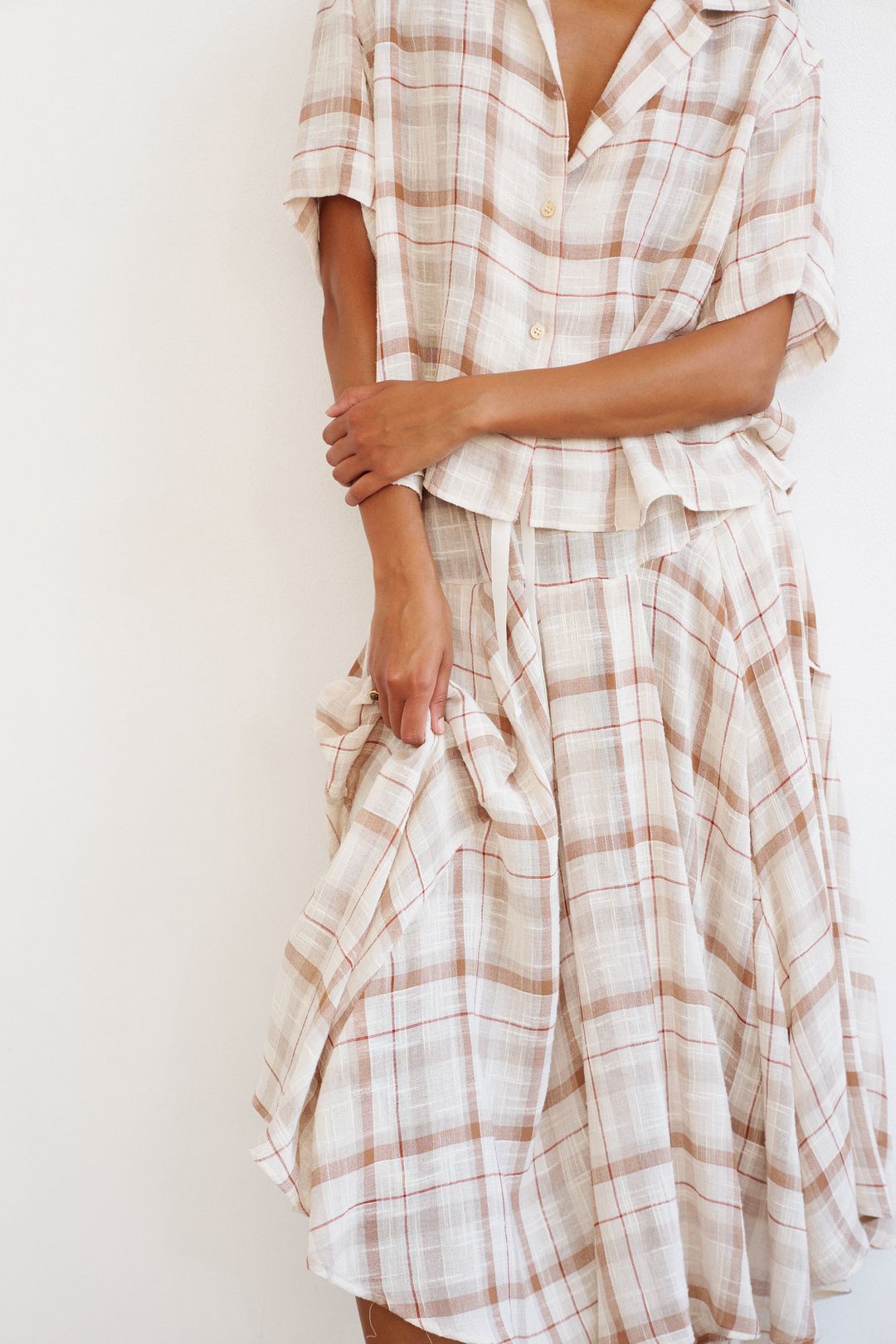 The Italian Summer Skirt in Natural Plaid #8
