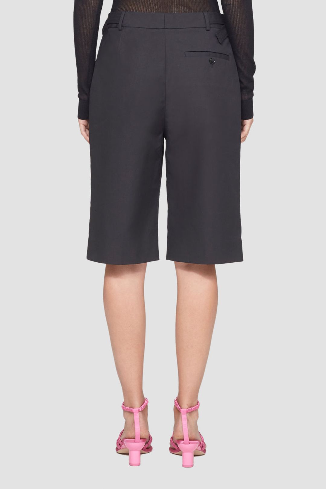Structured Cotton Belted Walking Shorts #4