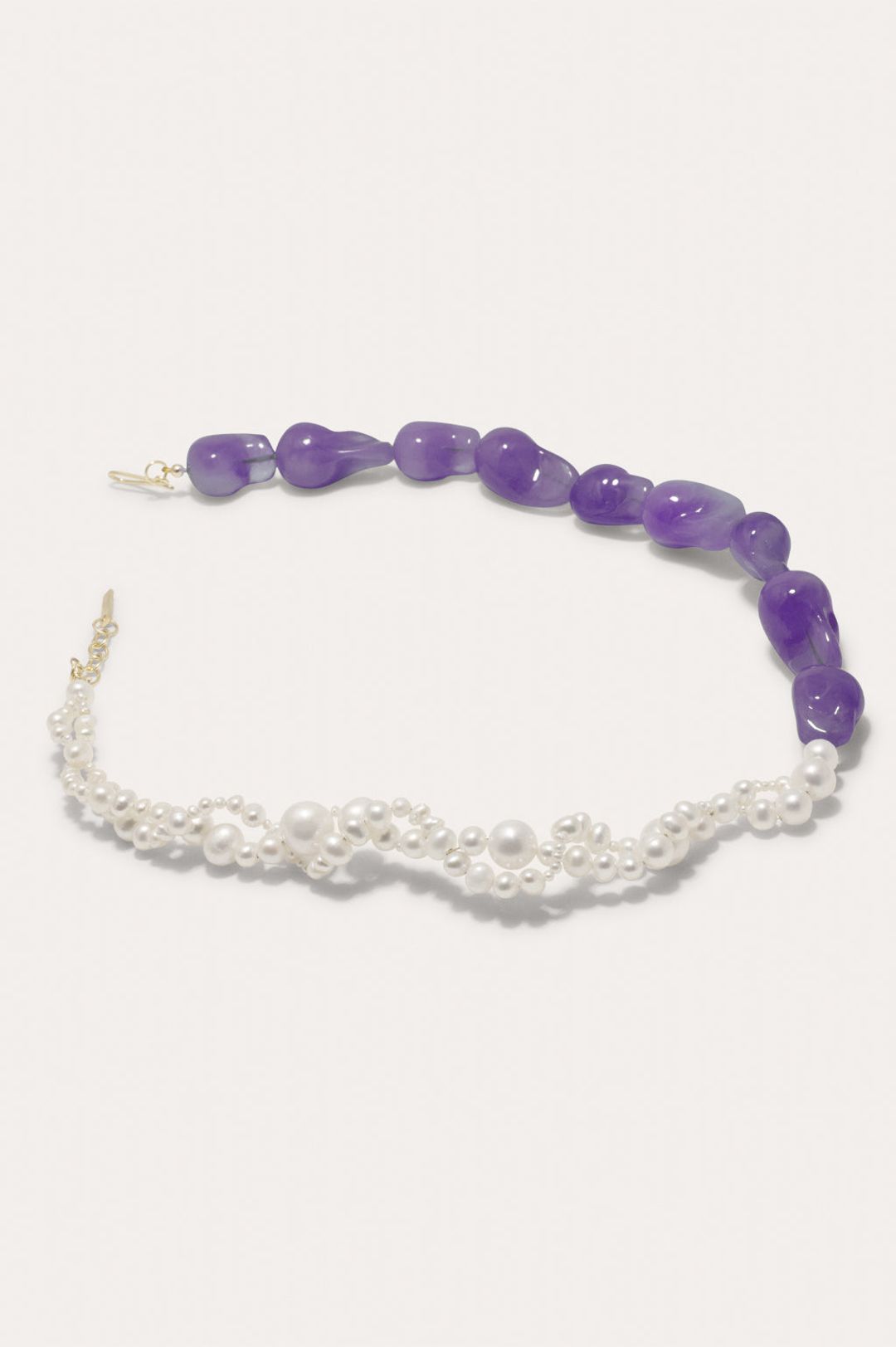 Parade of Possibilities II - Pearl and Lilac Bio Resin Gold Plated Necklace #4