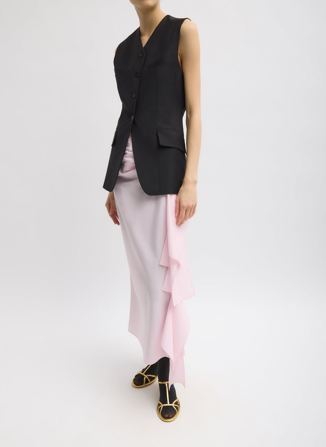 Recycled Tropical Wool Vest With Blousant Back #3