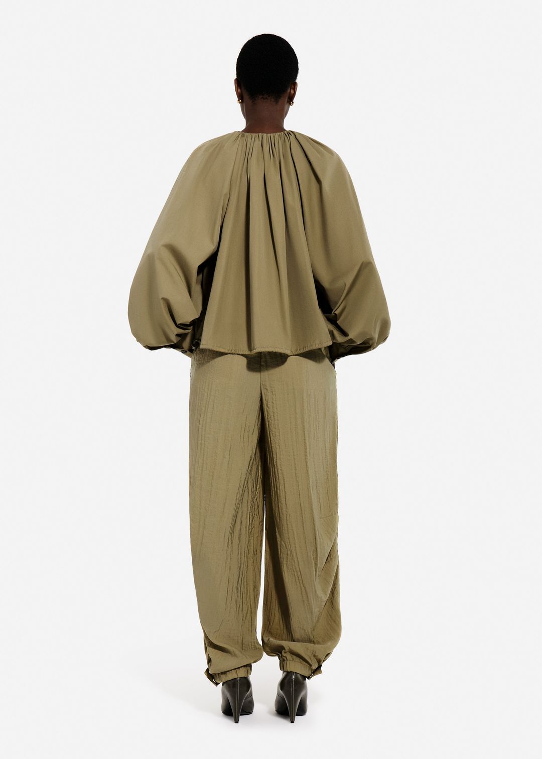 Articulated Vented Pant in Wrinkled Nylon - Aloe #3