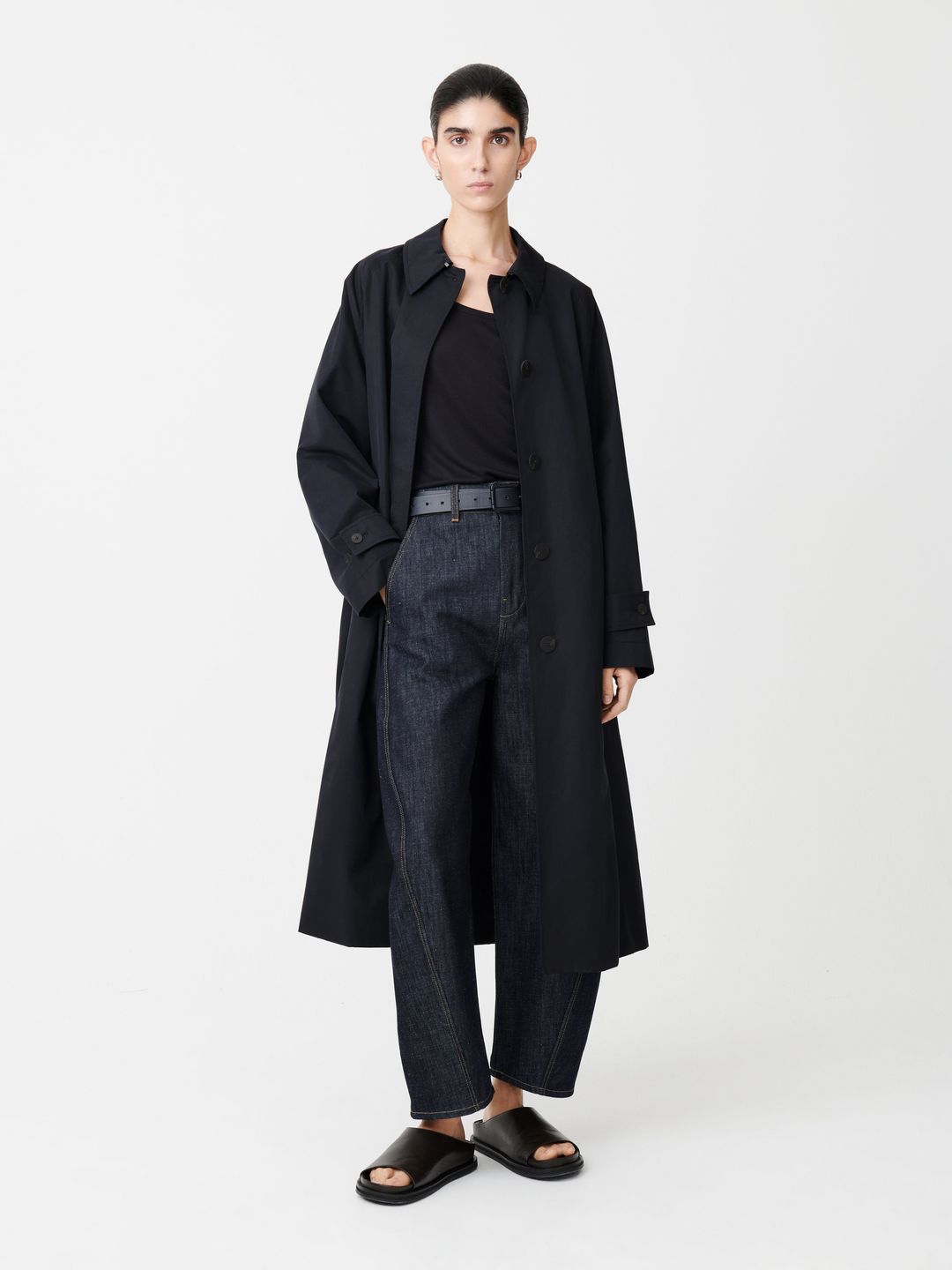 Holin Technical Cotton Trench in Dark Navy