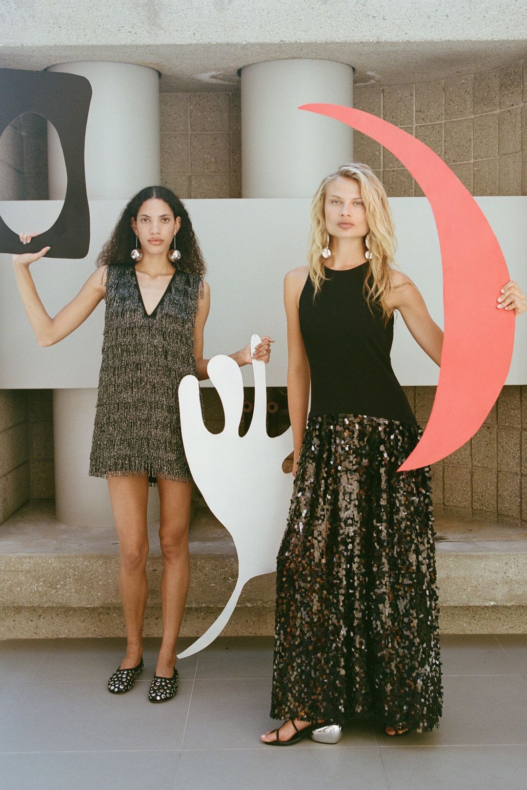 Memphis Crepe Sequin Dress in Black #5