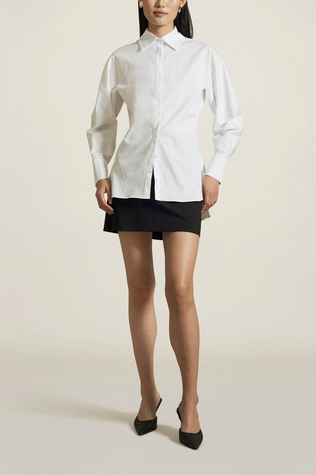 Safari Blouse in White Stretch Poplin #3