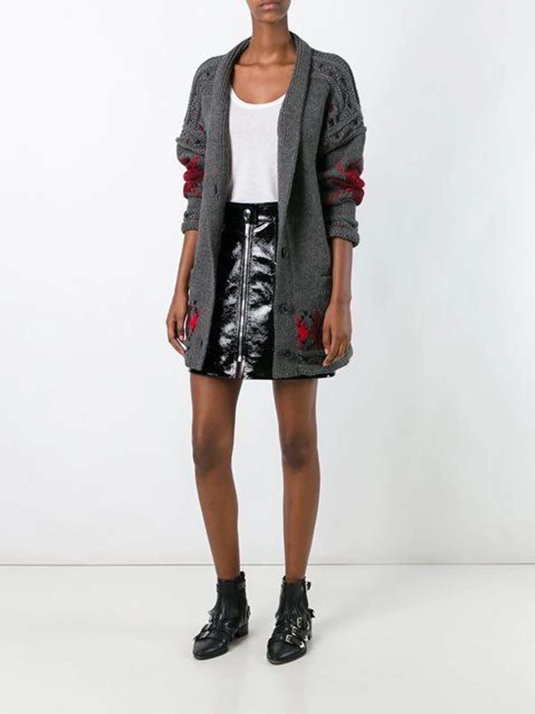 Woman Geena Oversized Argyle Wool And Alpaca-blend Cardigan Gray In Grey #9