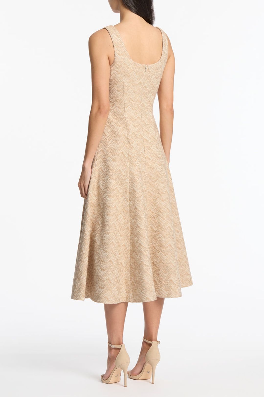 SUMMER HERRINGBONE FLUTED MIDI DRESS #3