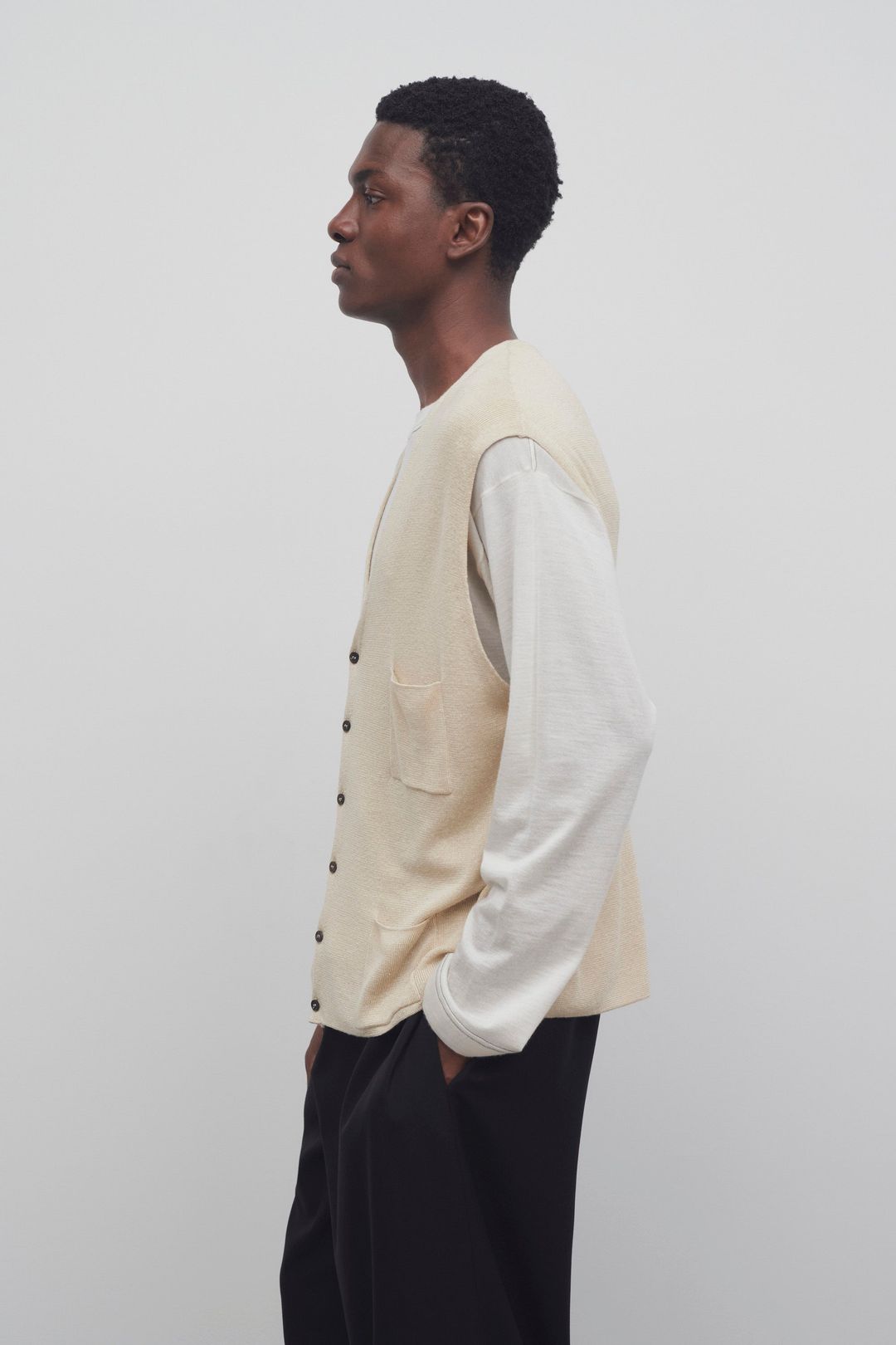Tarik Vest in Linen and Silk #4