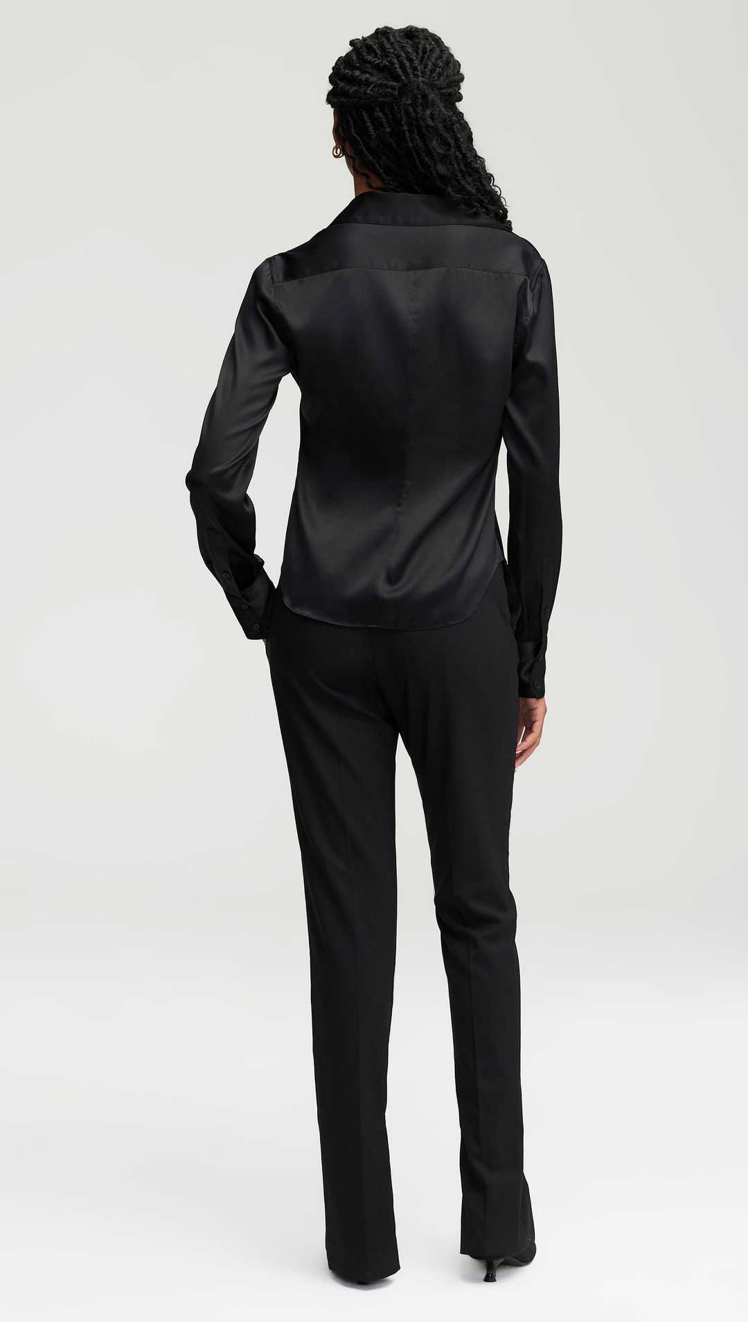 Stretch Blouse in Stretch Silk Satin | Black #3