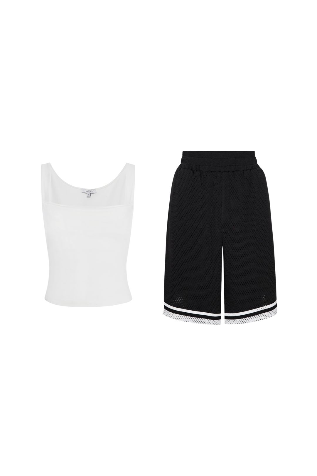 LUNA TOP + BASKETBALL SHORT - DOVE / BLACK