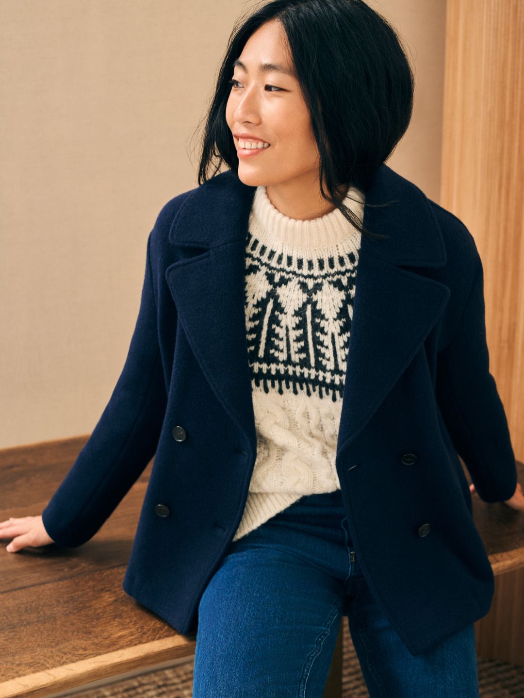 Atlantic Knit Peacoat - Navy #3