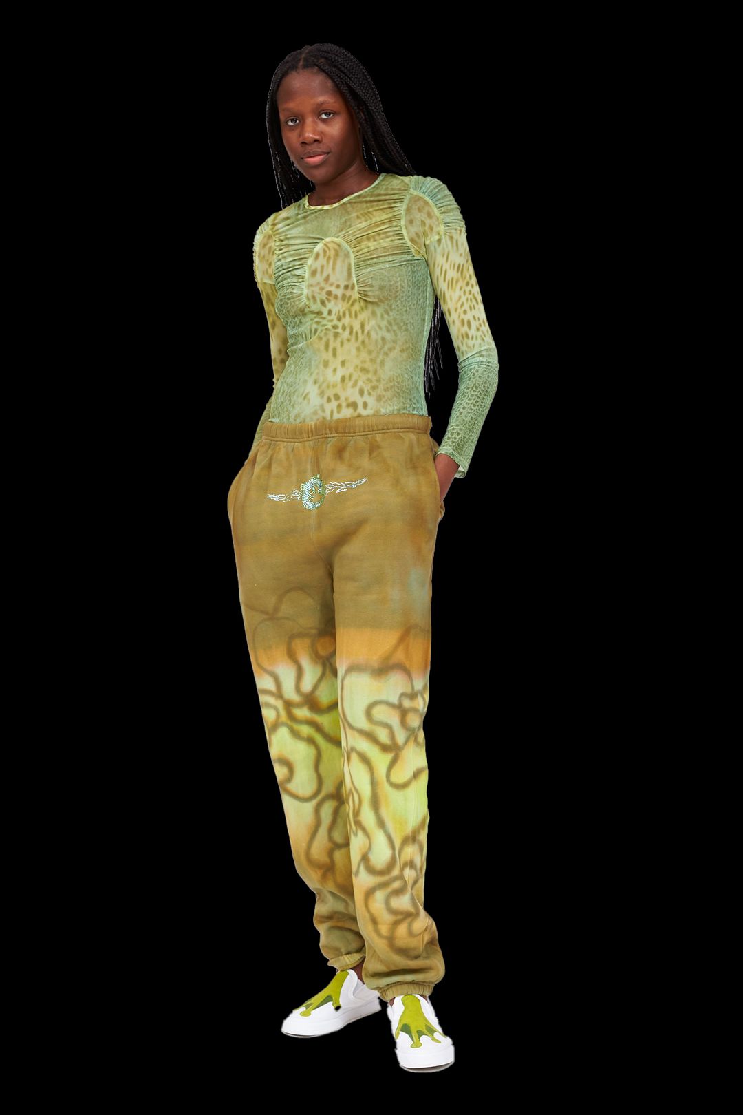 BEIGE COW RHINESTONE SWEATPANT #7