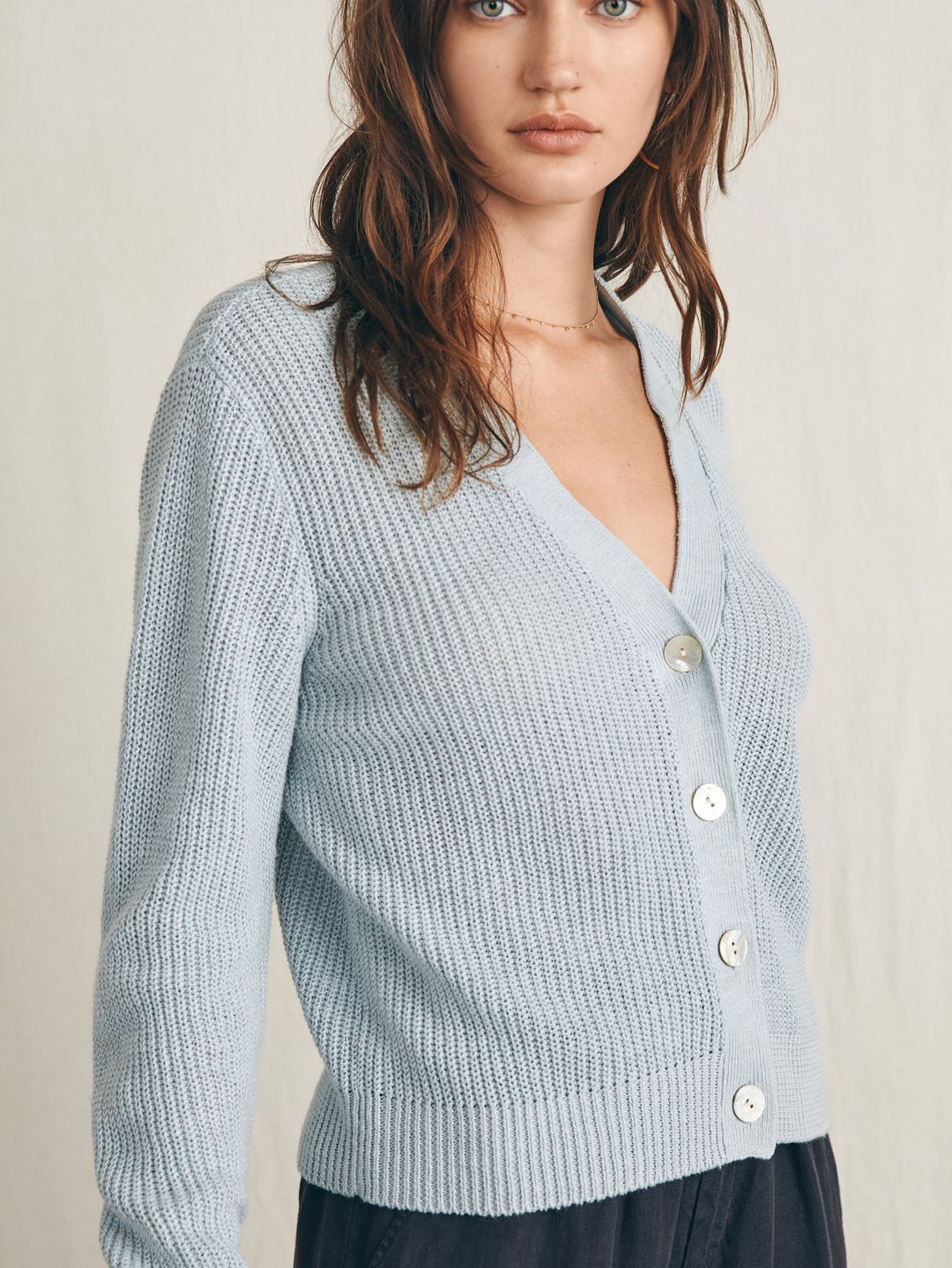 Miramar Linen Cardigan - Chalk Blue #3
