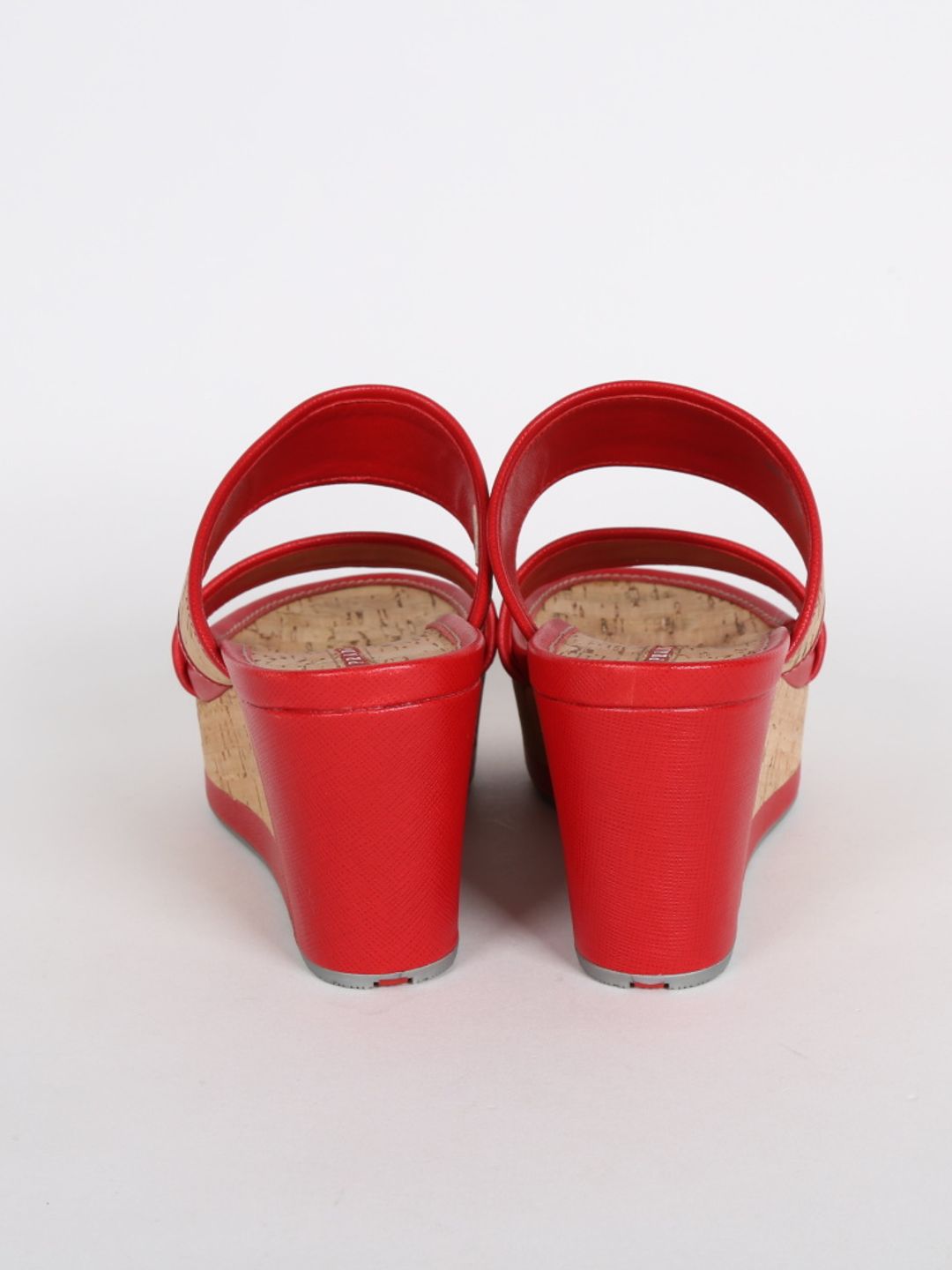 Red Leather Cork Platforms Sandals #4