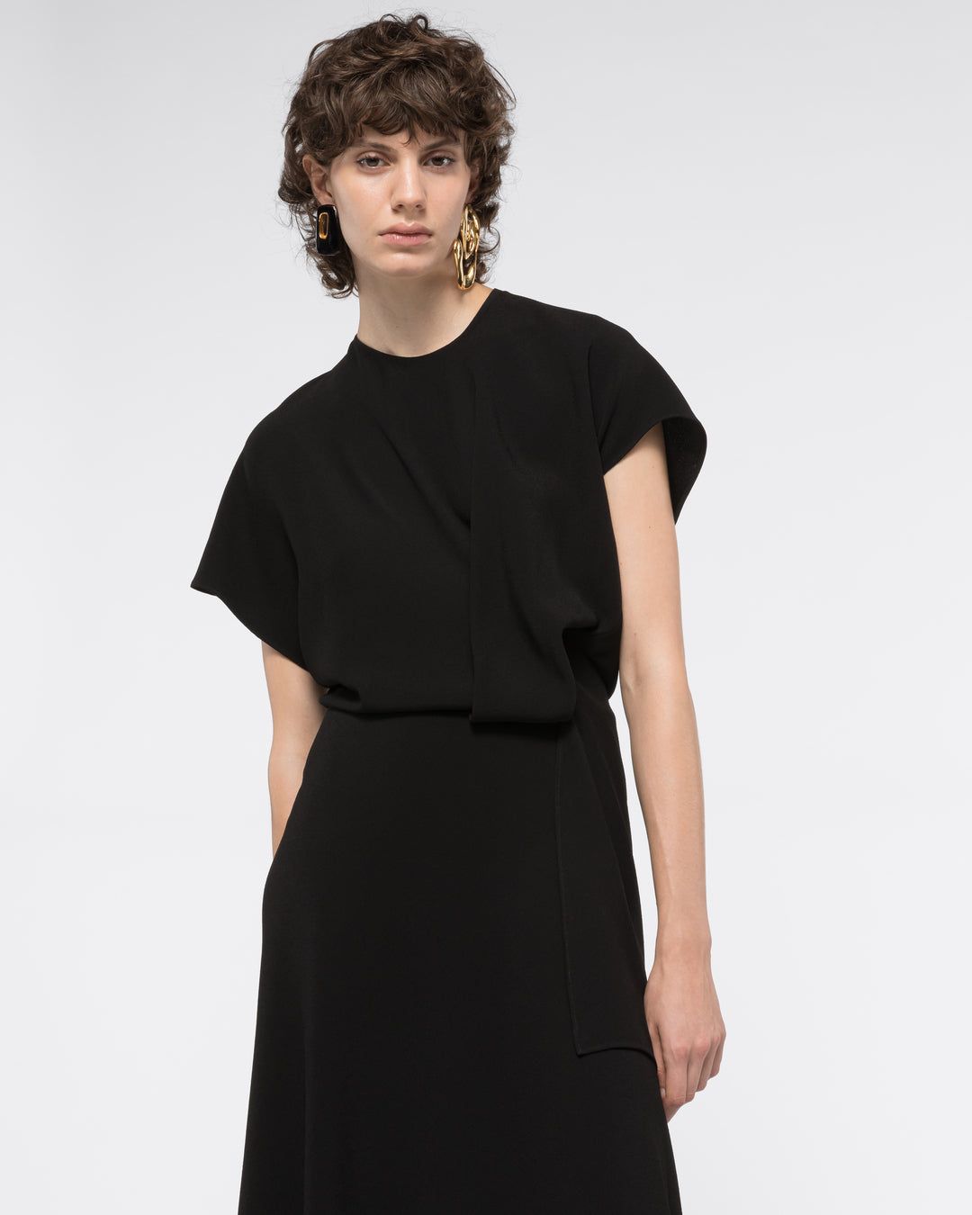 DRAPED ASYMMETRIC DRESS - BLACK #3