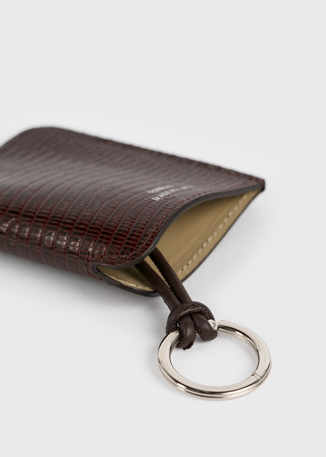 Lizard-embossed keyring brown #4