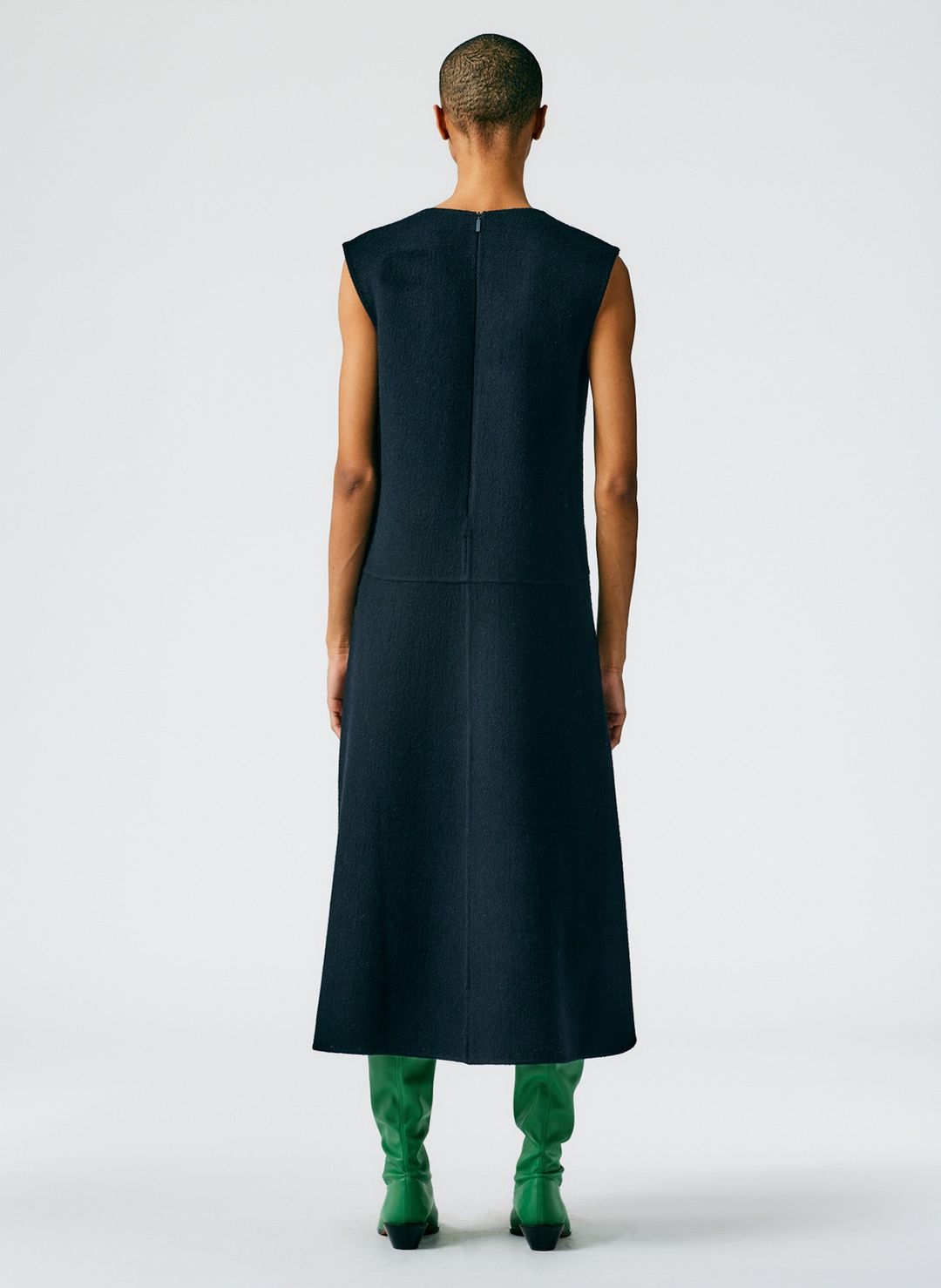 Luxe Double Faced Wool Angora V-Neck Dress #8