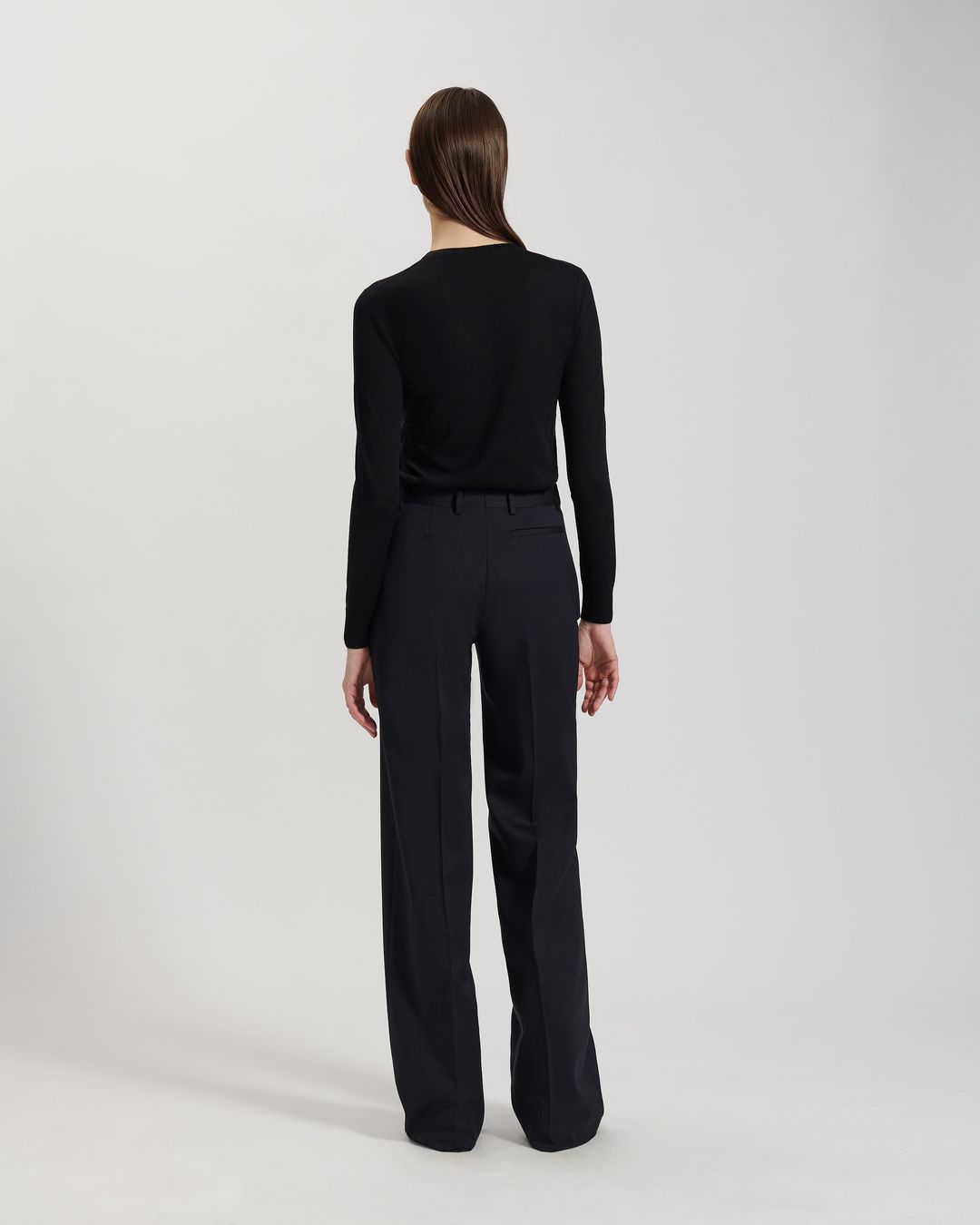 Anya Trousers in Starched Wool, Navy #3