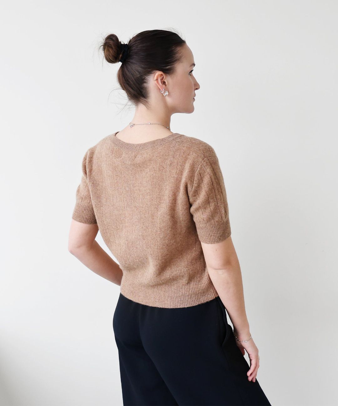 Lightweight Cashmere Short Sleeve Ribbed Cardigan #3