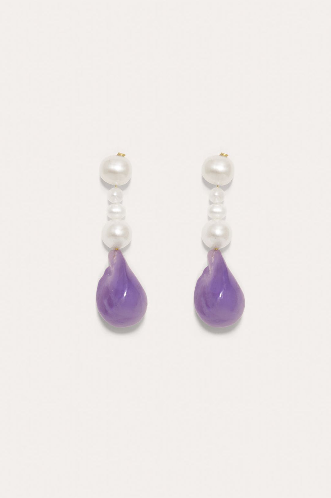 Pluck - Pearl and Lilac Bio Resin Gold Vermeil Earrings #2