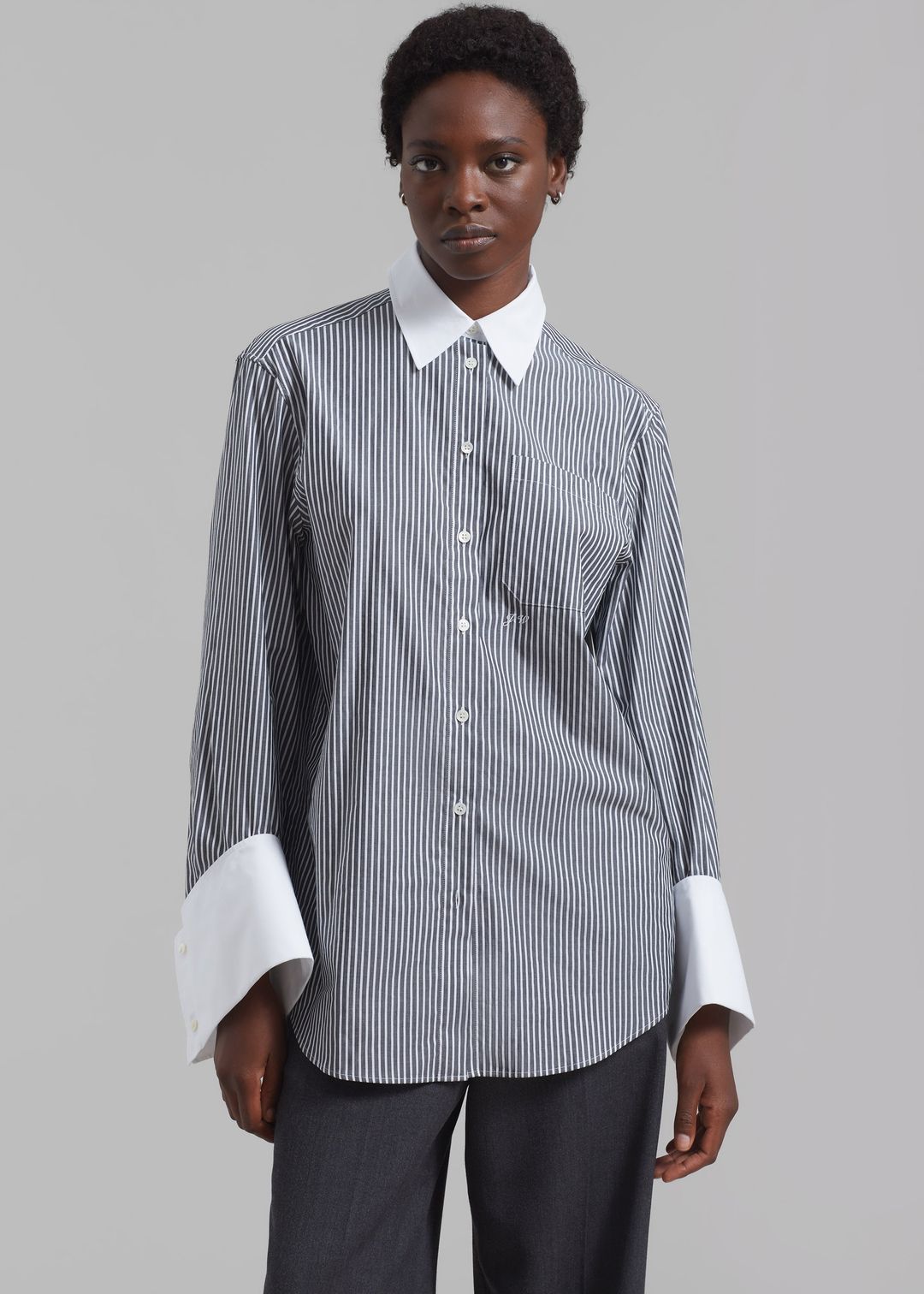 JW Anderson Oversized Cuff Shirt - Charcoal/White