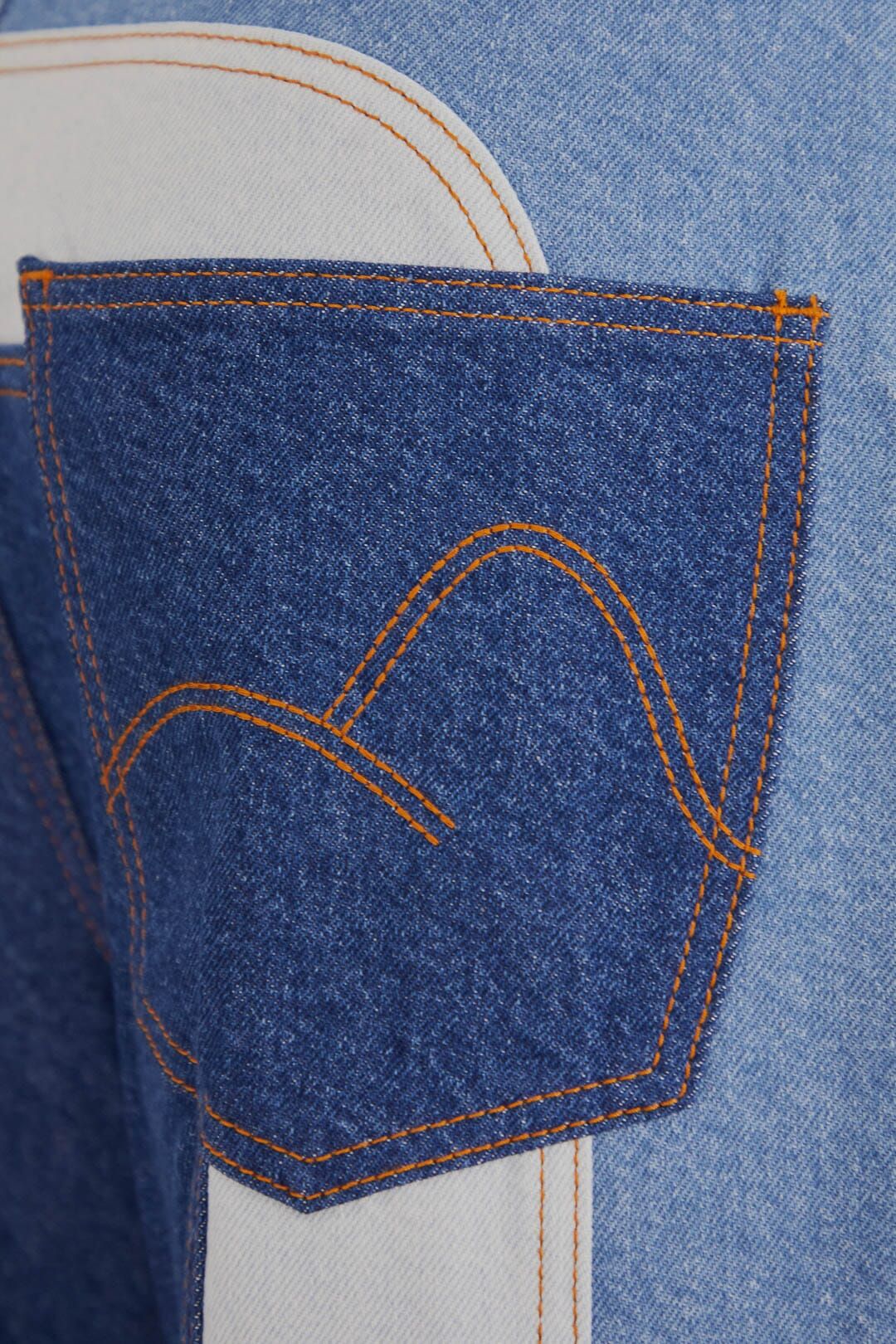 Patchwork Denim Wide Pants #6