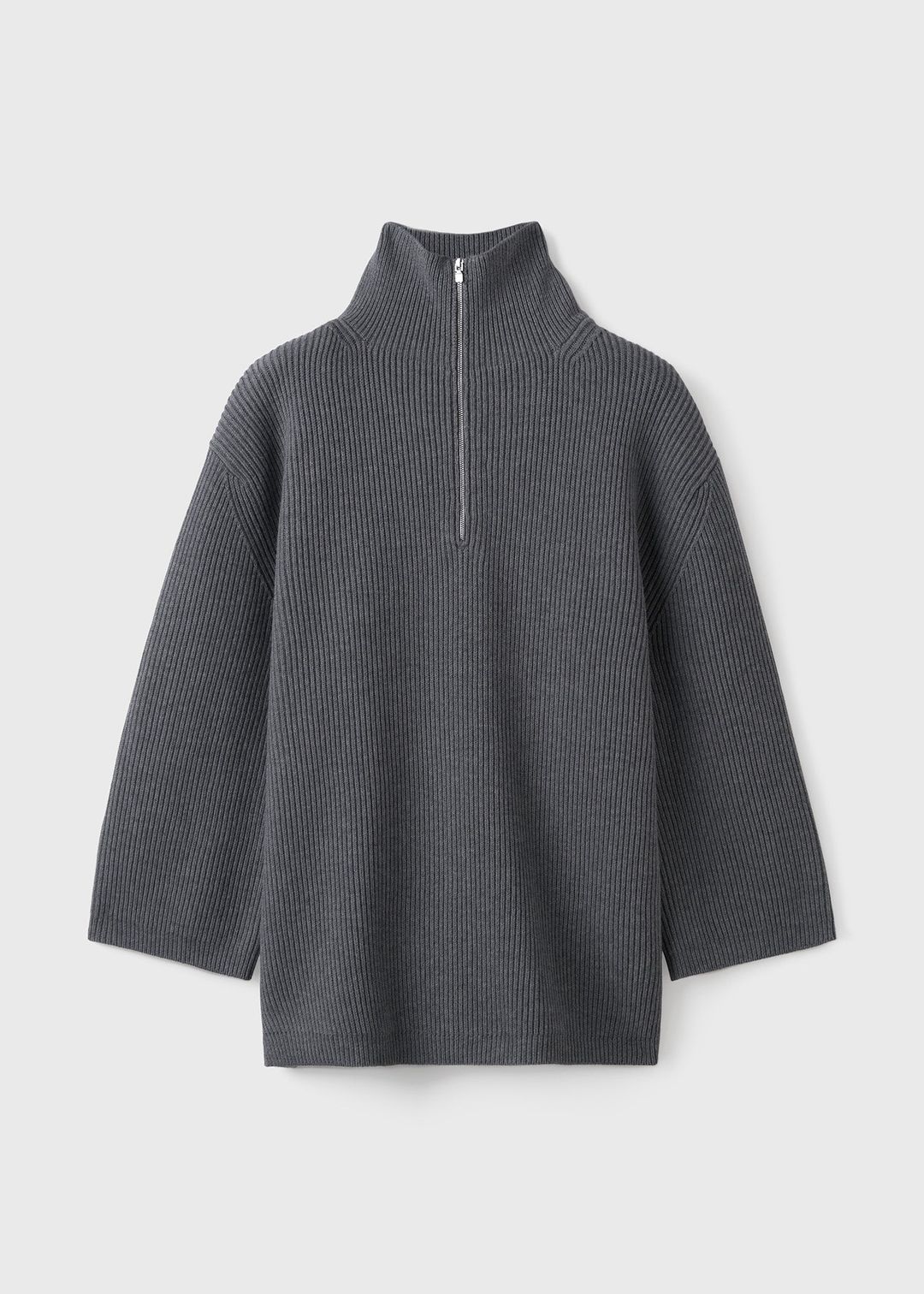Fisherman zipper knit dark grey mélange #5