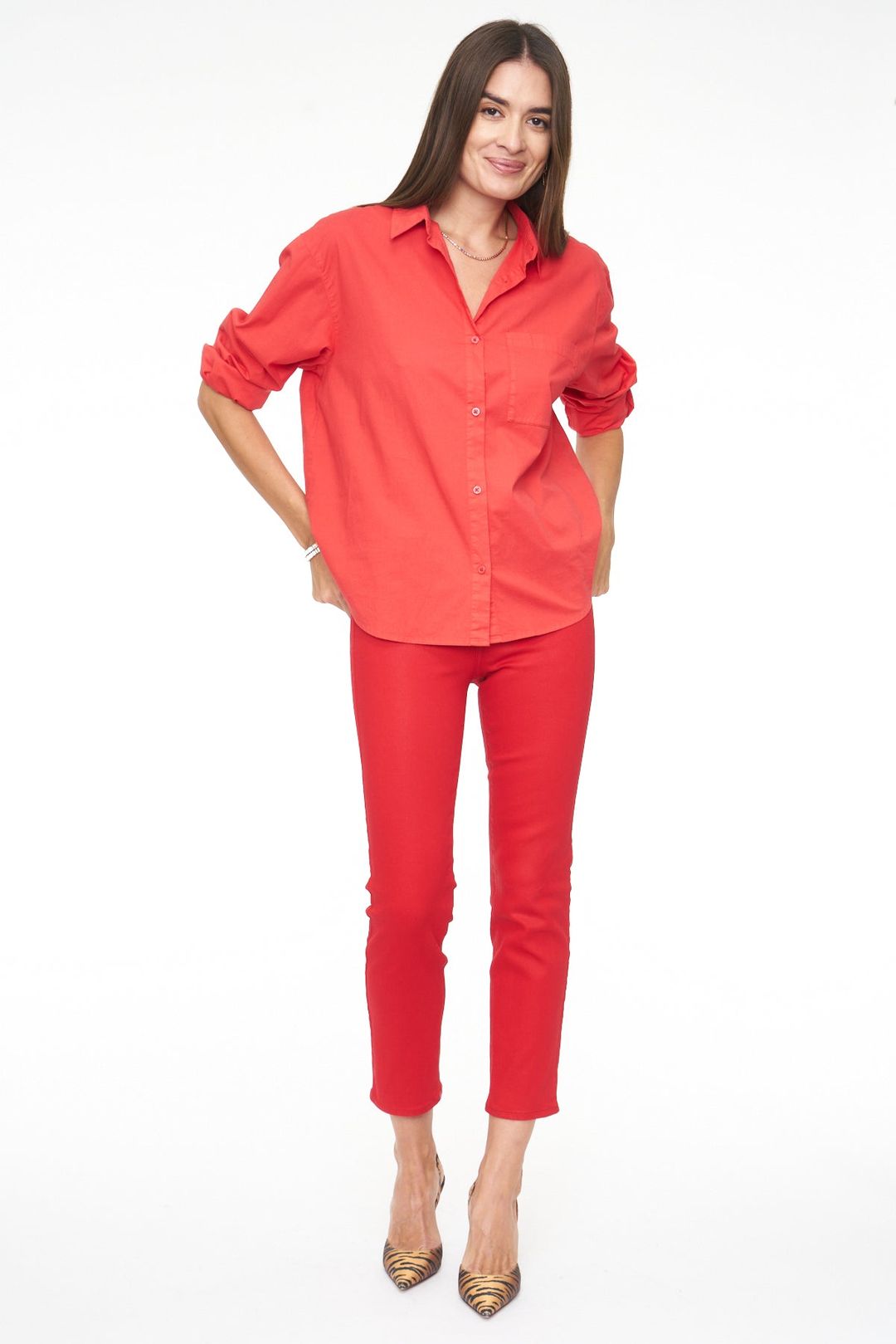 Monroe Crop High Rise Cigarette Crop - Coated Rouge #5