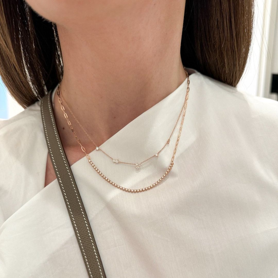 Diamond Segment Mini Link Necklace #3