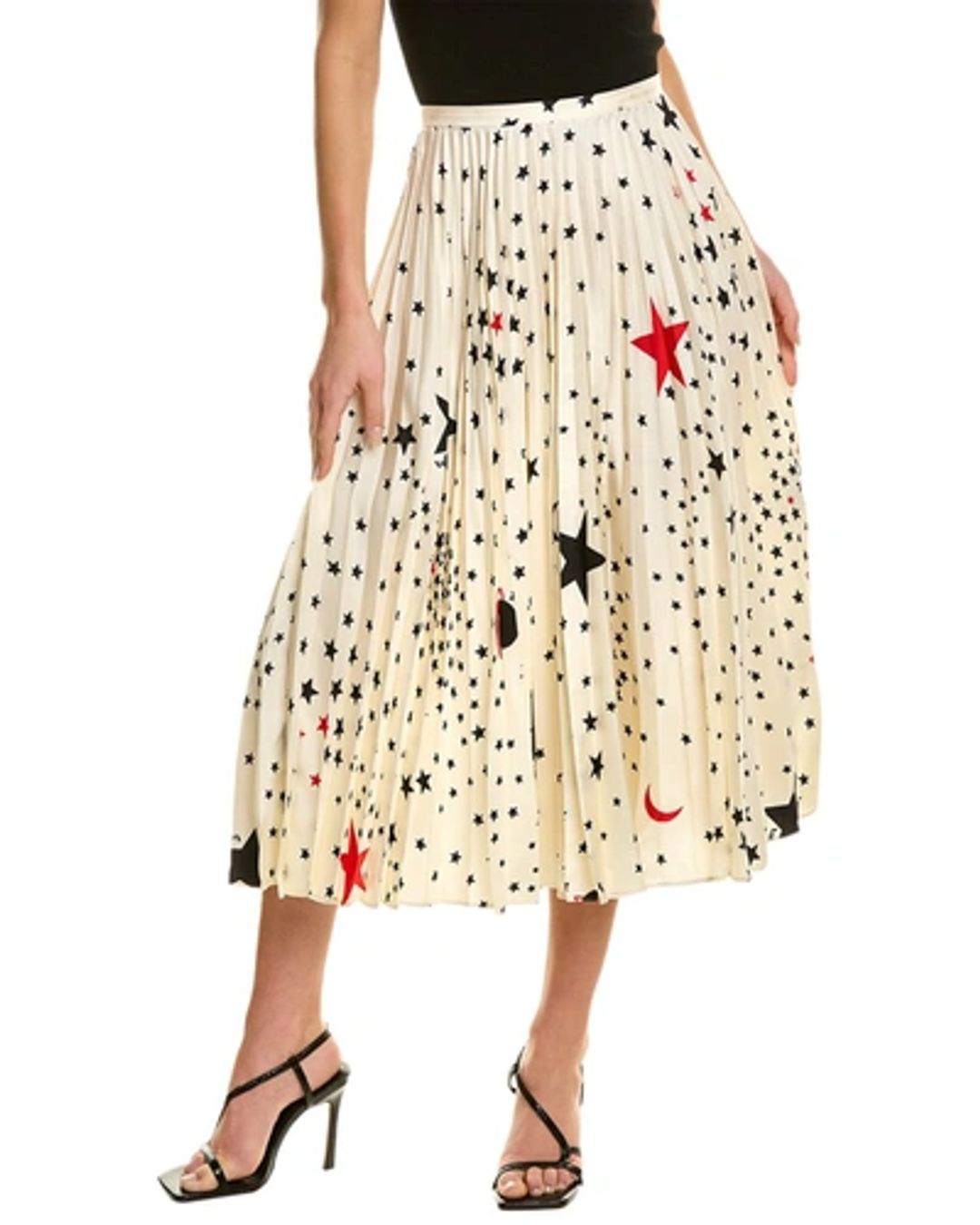 Stars Silk Midi Skirt In White #4