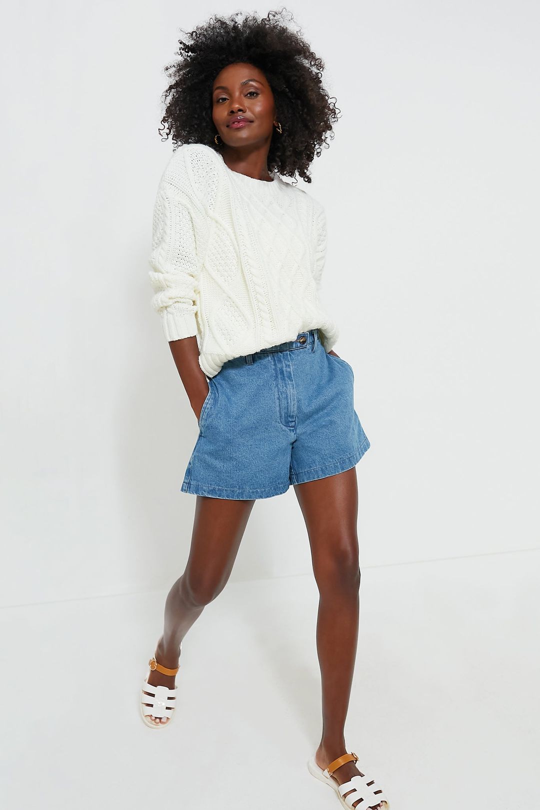 Ivory Cable Knit Courchevel Sweater #7