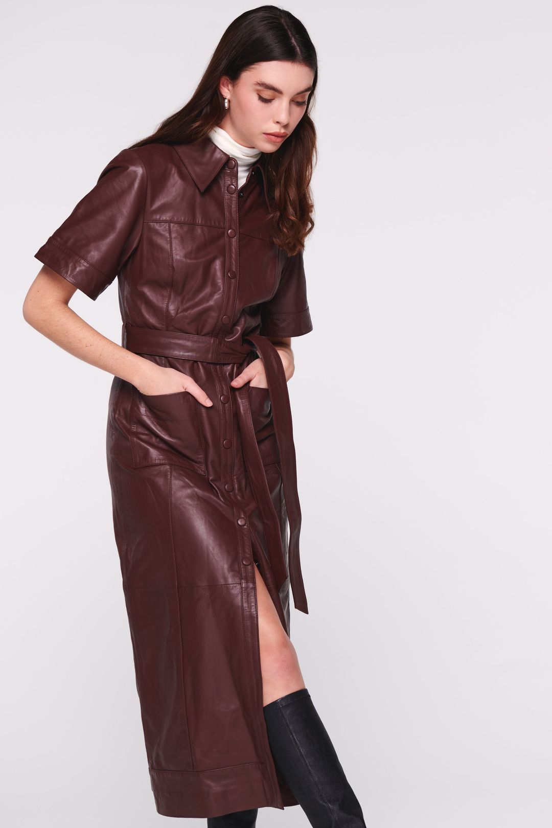 Gitty Leather Shirt Dress