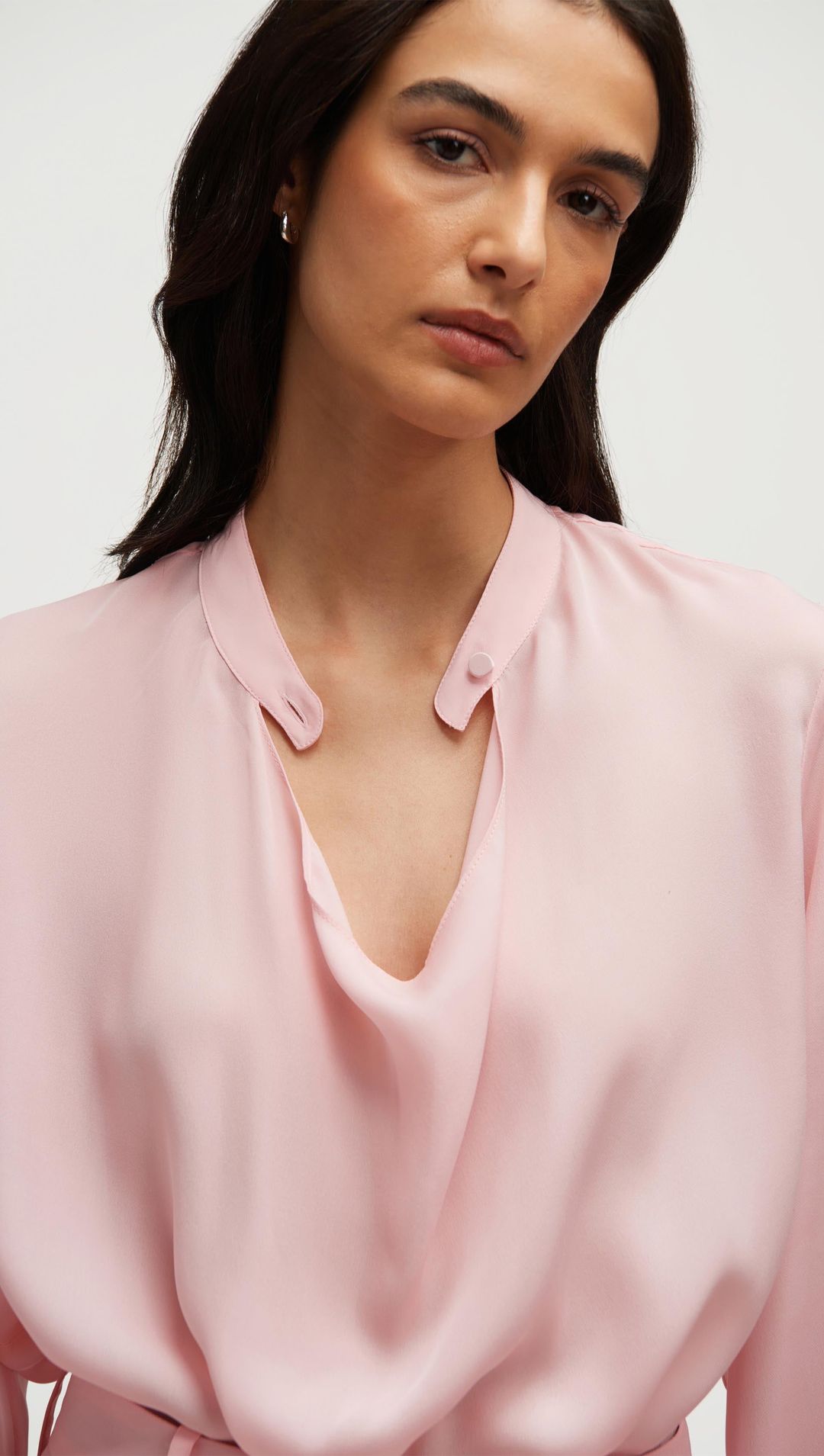 Cowl Neck Blouse in Double Georgette | Soft Pink #4