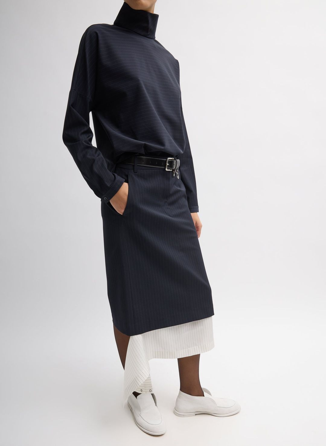 Mier Pinstripe Convertible Skirt #5