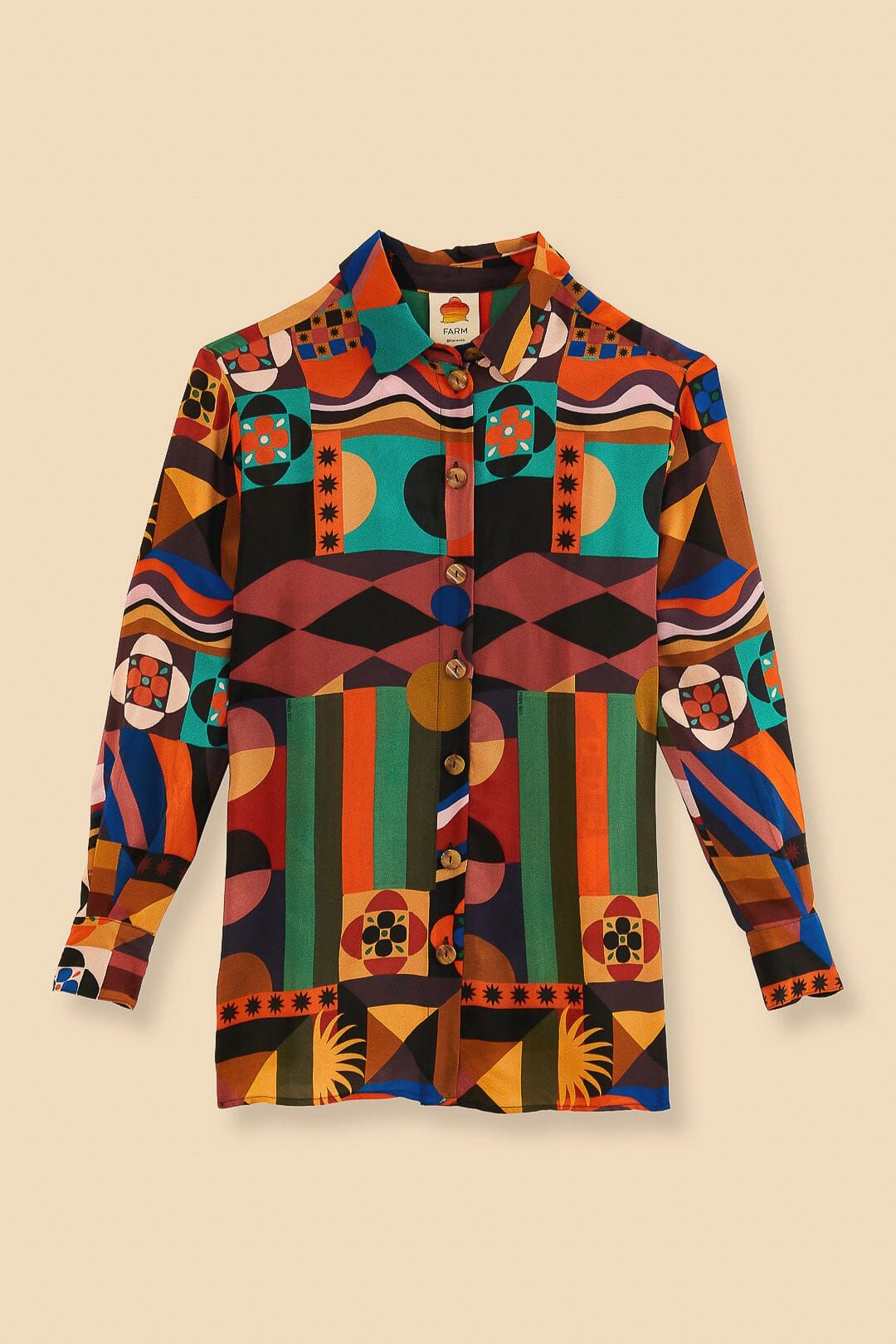 Multicolor Tropical Shapes Long Sleeve Shirt #6