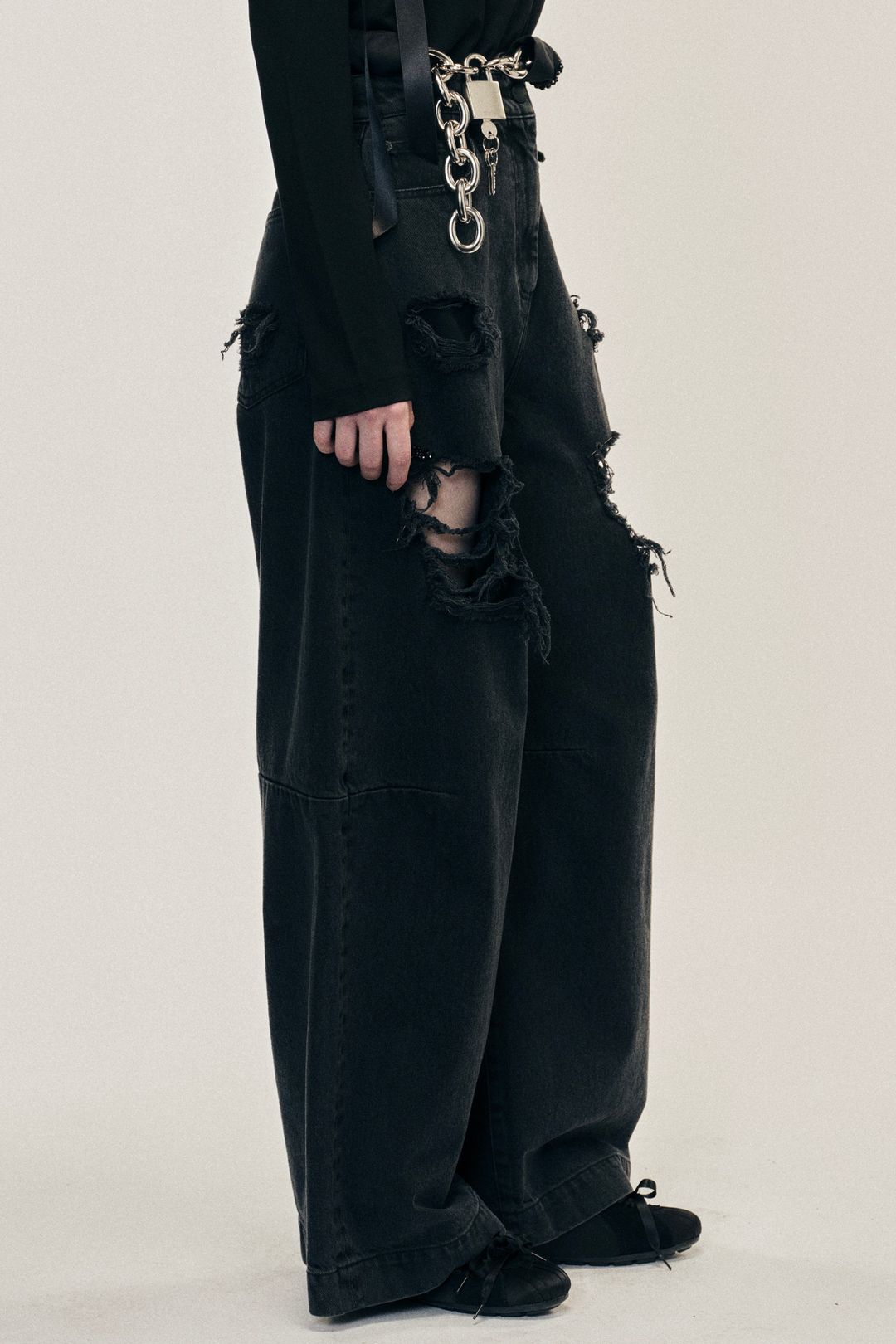 Embellished Wide Leg Puddle Jeans #4